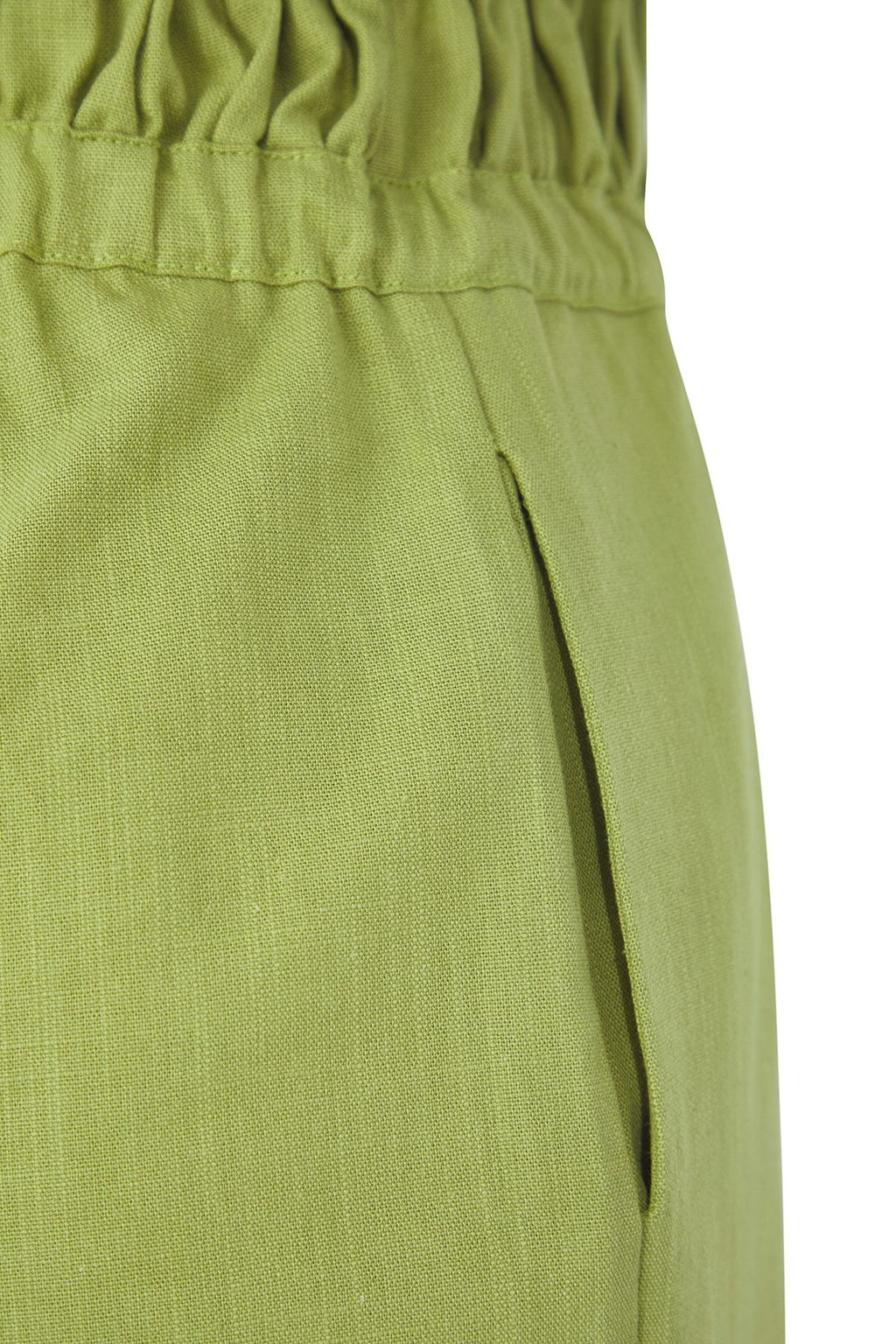 TRENDYOLMILLA Haki Keten Kar?s?ml? Genis Paca Kare Yaka Lastik Detayl? Tulum TWOSS25TU00050 фото 5