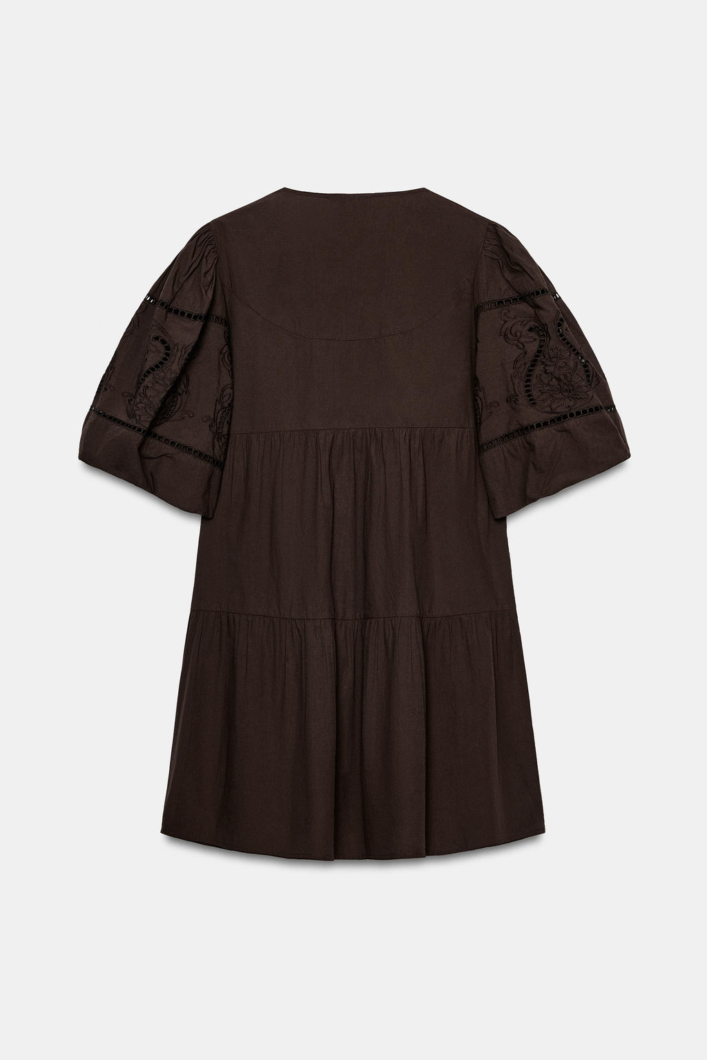 VESTIDO MINI POPEL?N BORDADOS / Marr?n - Zara фото 7