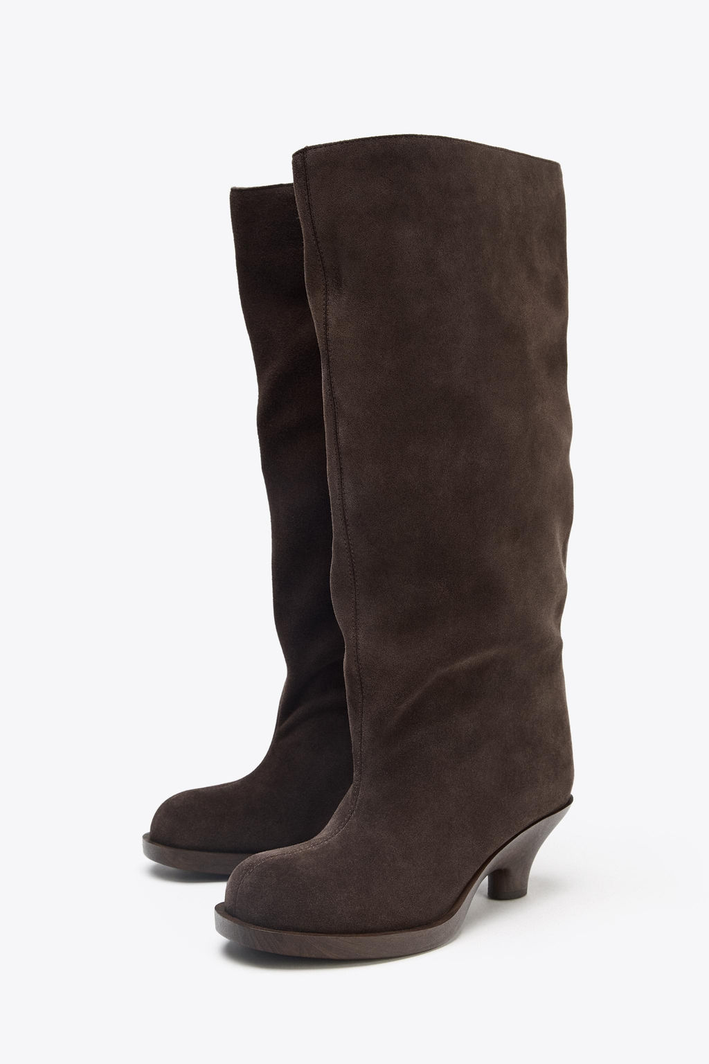 SPLIT SUEDE KITTEN HEEL BOOTS - Zara фото 4