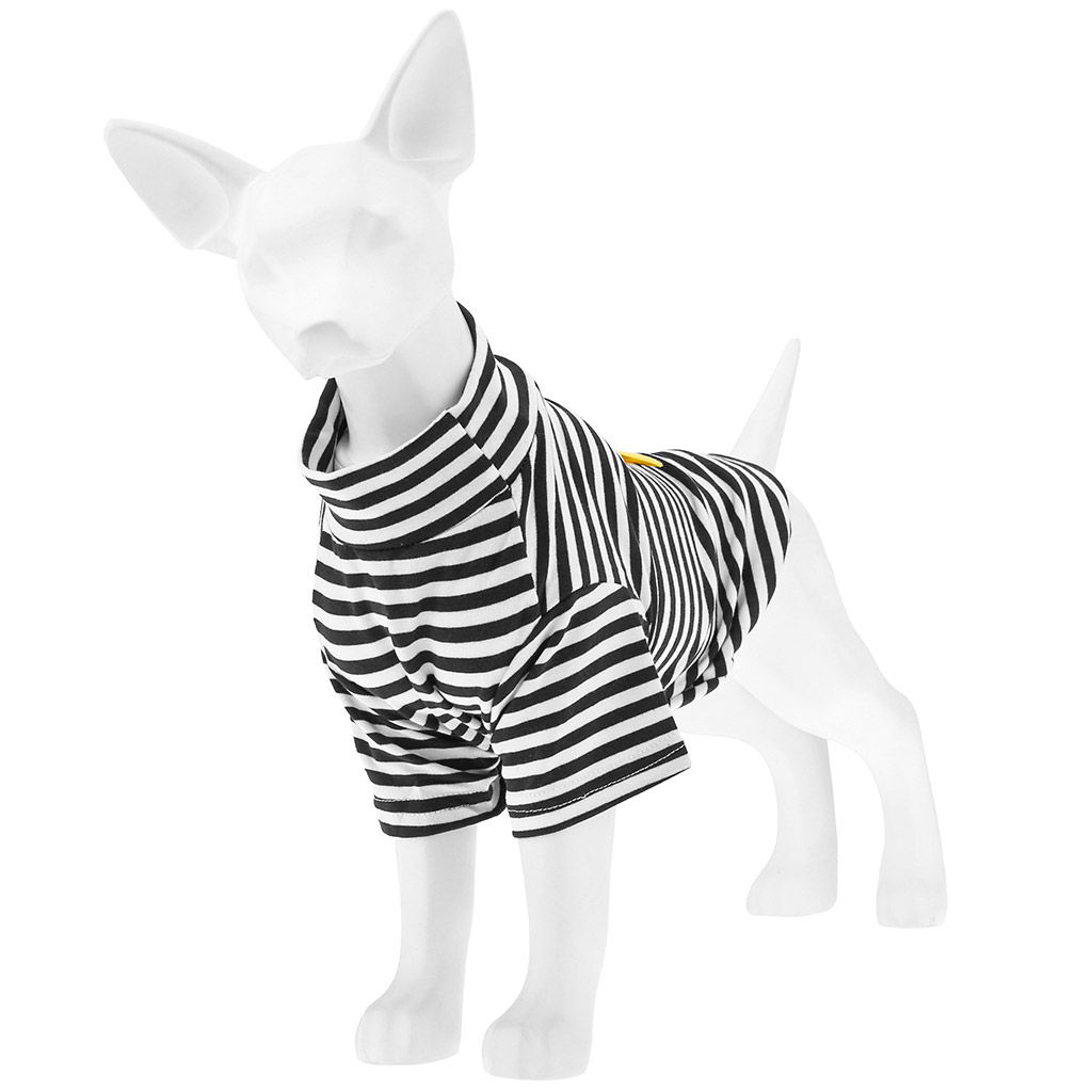 Пэт тойс (Pet toys) Одежда для собаки Тельняшка с принтом, р-р S, длина спинки 24см/обхват груди 36см/обхват шеи 22см, цвет-черно-белый, 100% полиэстер (Китай) - Домашняя мода фото 4