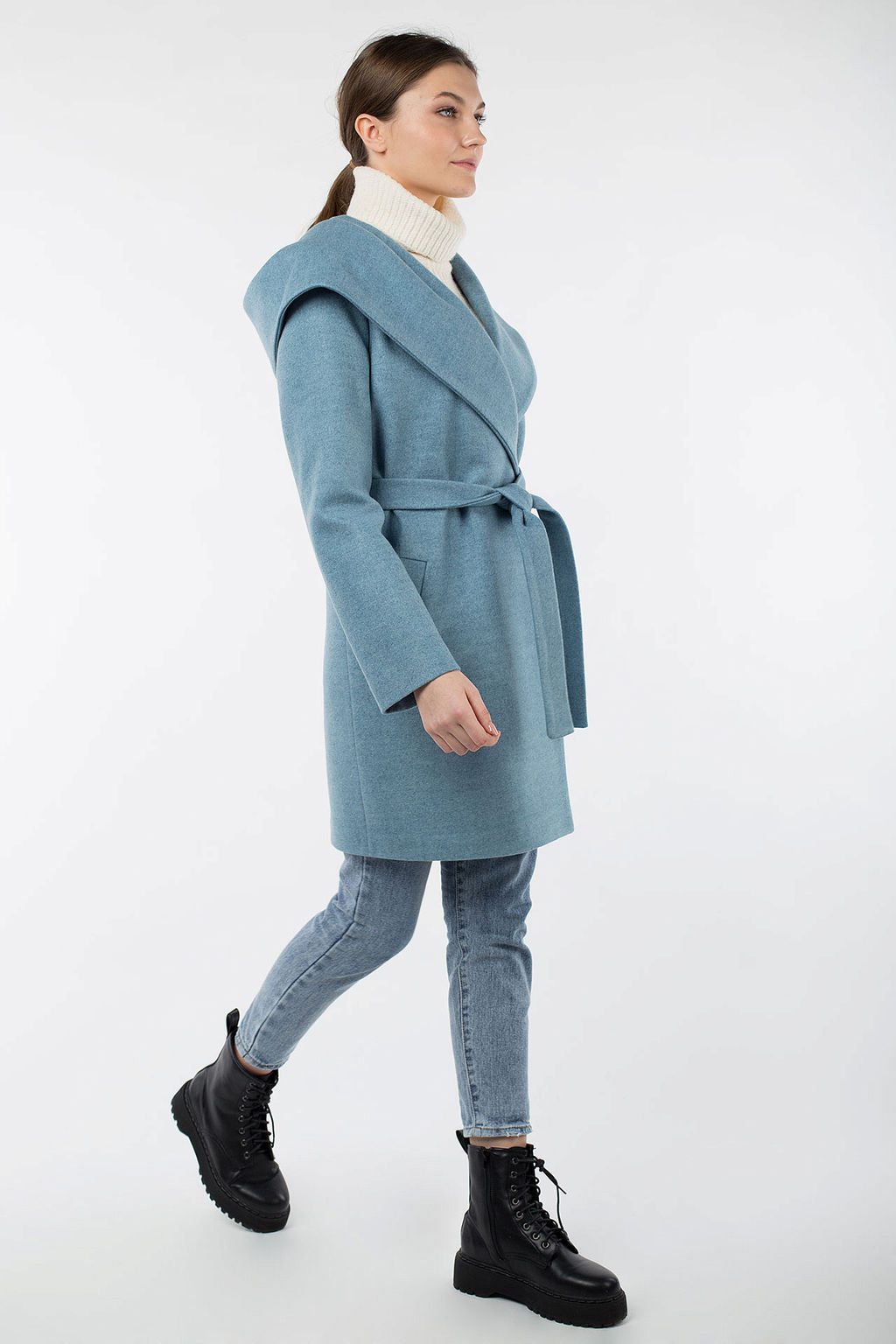 01-09475 Пальто женское демисезонное (пояс) - El podio фото 5
