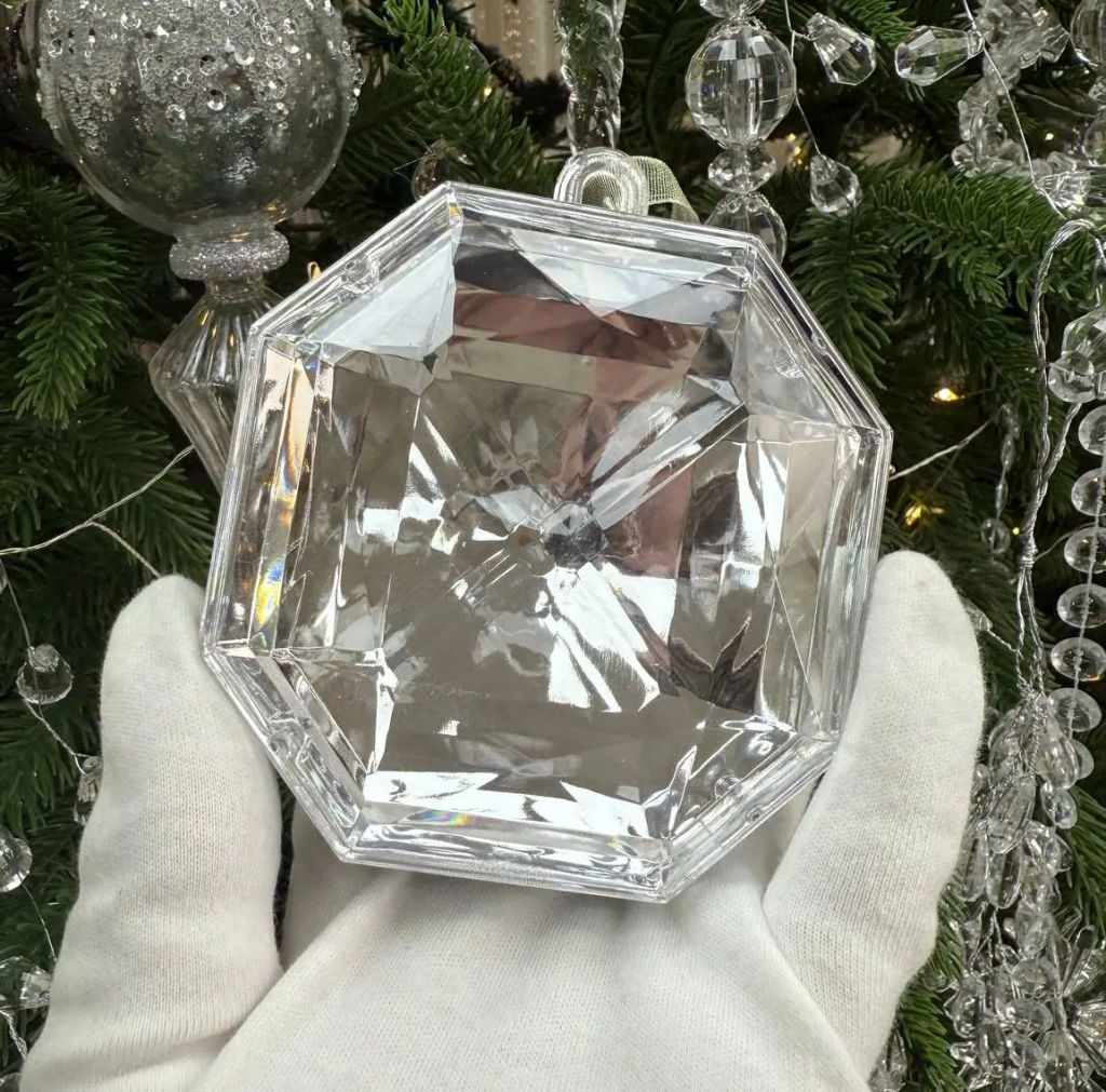 Цена за 2шт. Ёлочное украшение "DIAMOND - Elegant" 8,7*3,7*10 см, Серебро