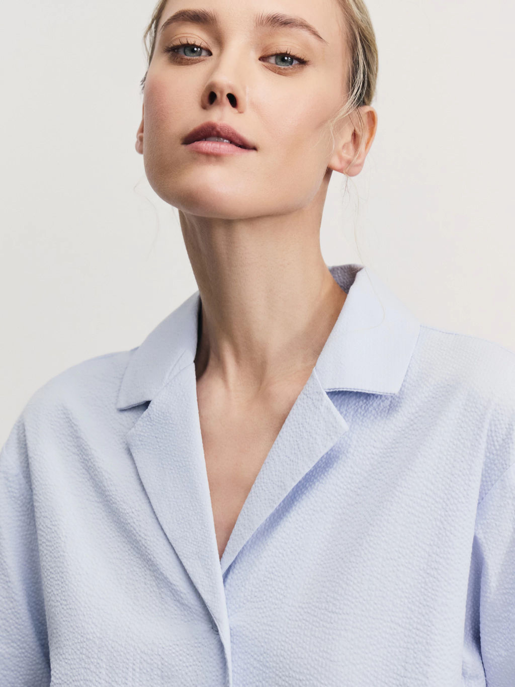 Рубашка с коротким рукавом из фактурного хлопка / Zarina  фото 6