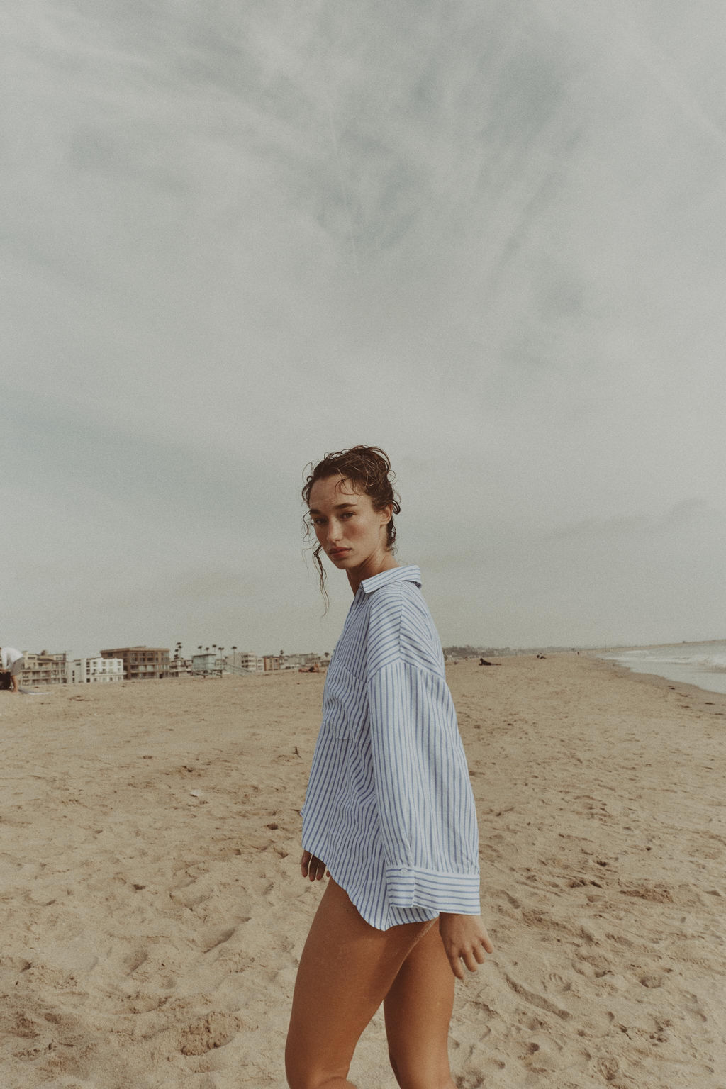 CAMISA FLUIDA CON LINO / Azul / Blanco - Zara фото 14
