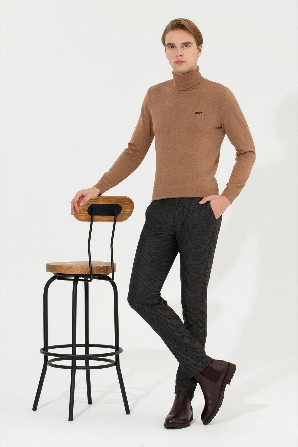 Мужские брюки чинос кокосового цвета - U.s. polo assn фото 3