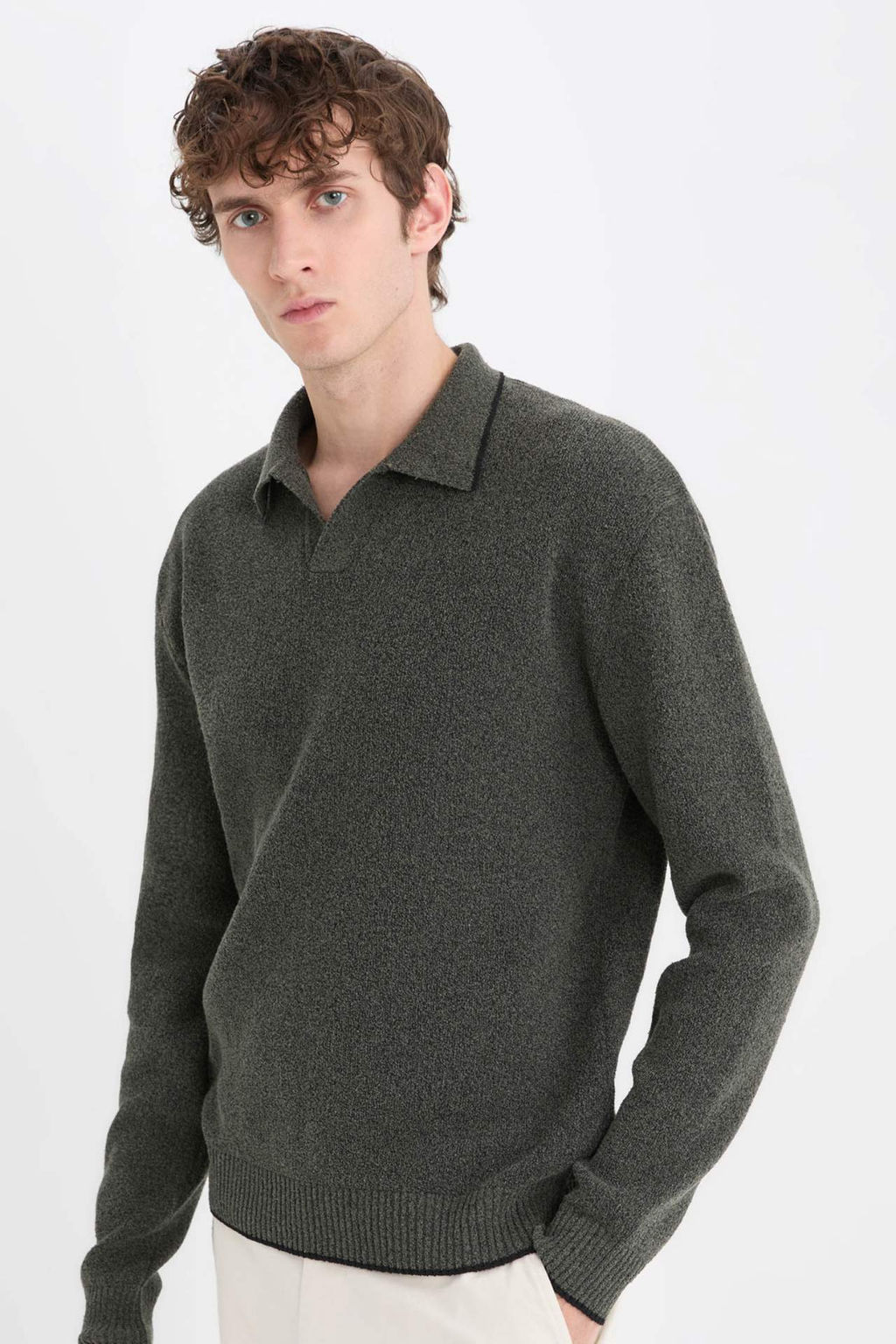 Standart Fit Polo Yaka Triko Kazak - Defacto фото 2