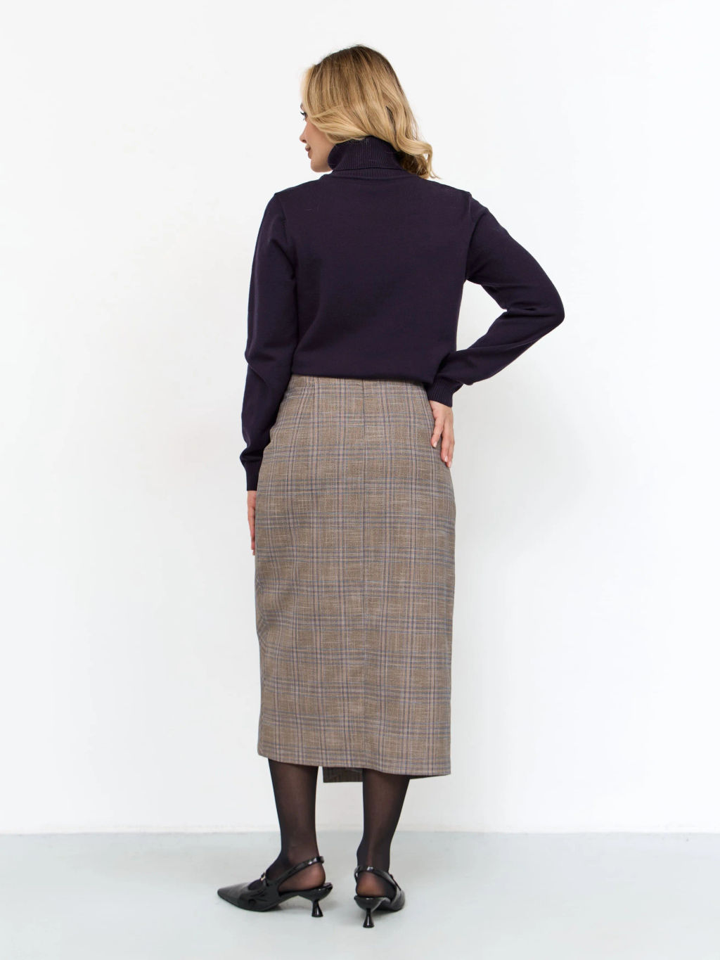 Юбка T-lab TL-SKT-010TK-JSP-бежевый клетка  фото 4