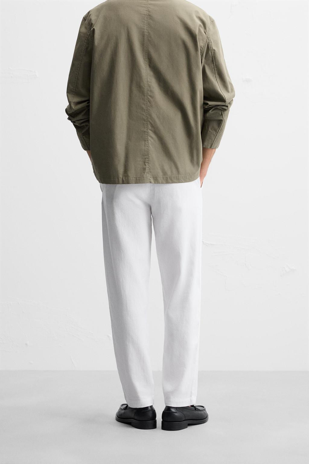 COTTON/LINEN RELAXED FIT TROUSERS - Zara фото 12