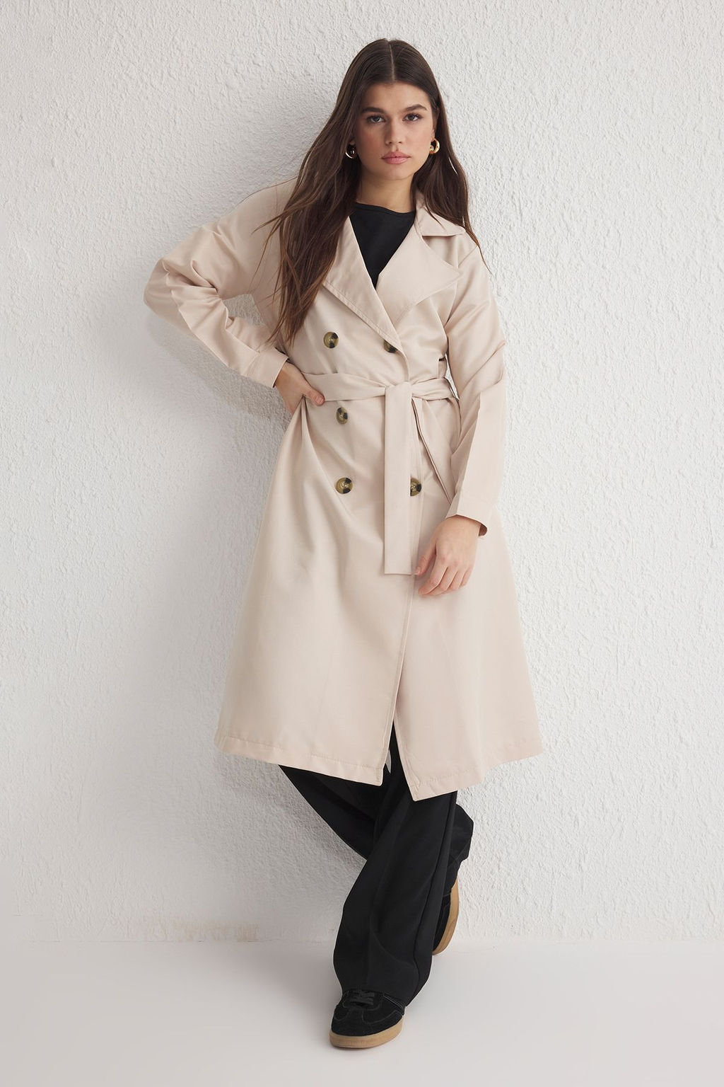 Trendyolmilla Bej Kusakl? Su Itici Uzun Trenckot TWOAW24TR00003  фото 21