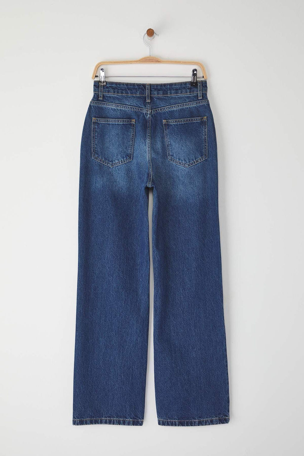 Trendyolmilla Koyu Mavi Yuksek Bel Wide Leg Jeans TWOSS25JE00276