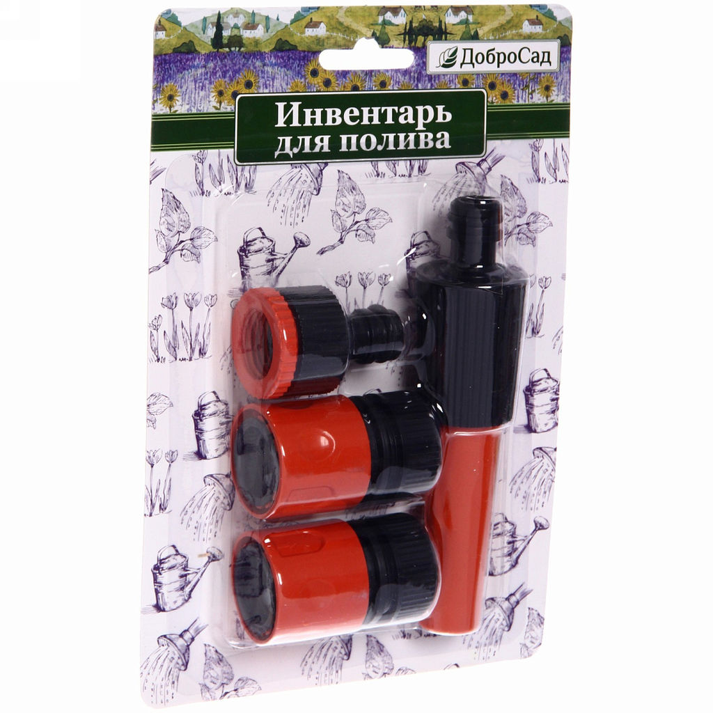 Цена за 3 шт. Набор для полива (Наконечник для полива/2 соединителя/адаптер на 1/2") ДоброСад