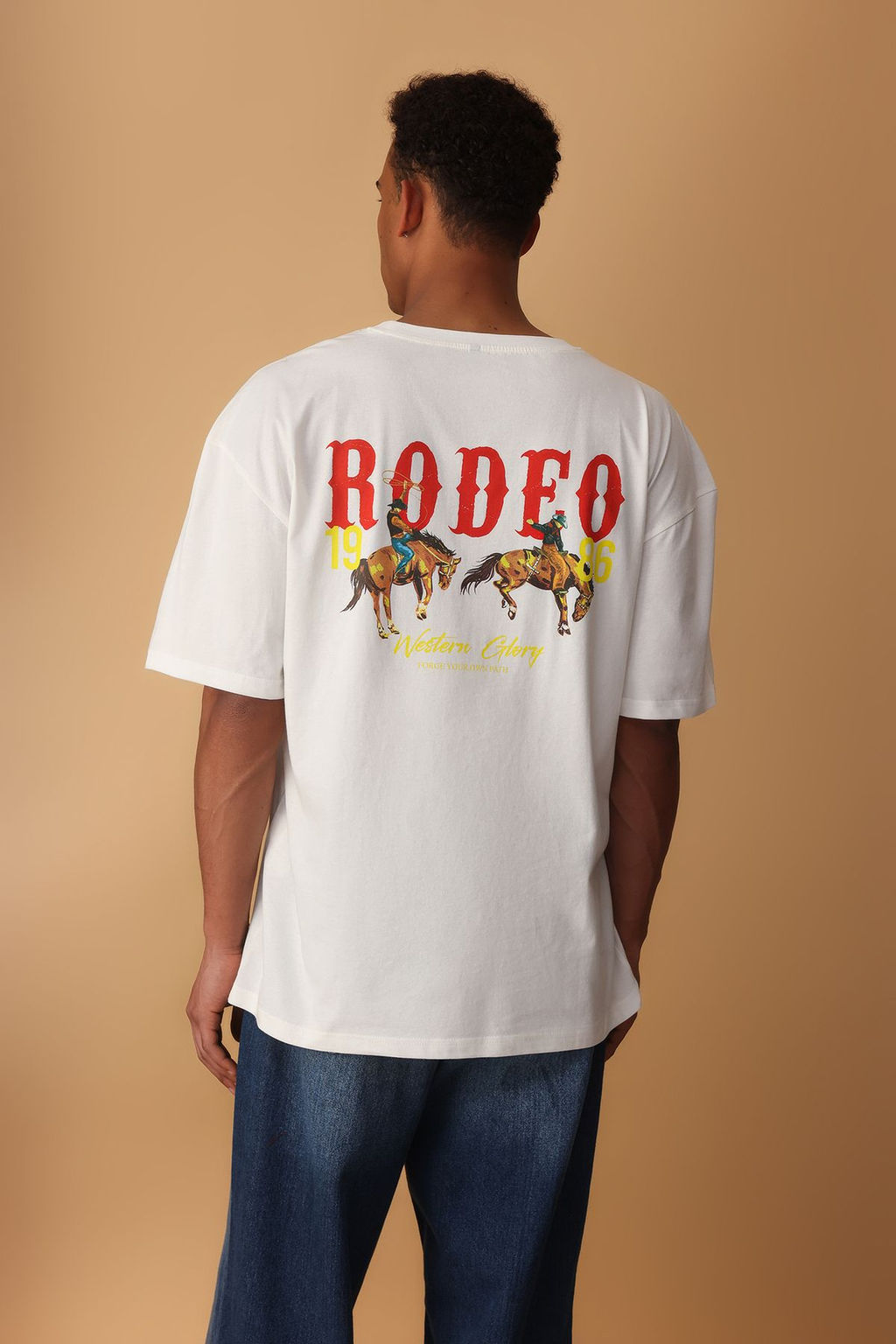 TRENDYOL MAN Siyah Oversize/Genis Kesim Rodeo Bask?l? T-Shirt TMNSS25TS00135 - Trendyolmilla фото 4