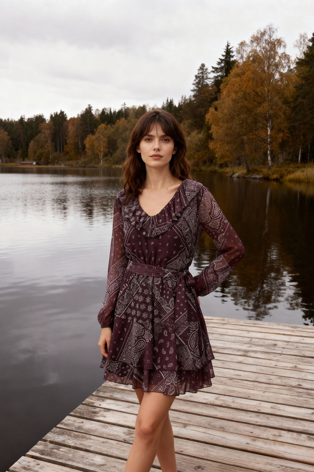 Cok Renkli Boho/Boho Chic Bask?l? F?rf?r Detayl? Mini Tul Esnek Orme Elbise TWOAW26EL00251 - Trendyolmilla фото 5