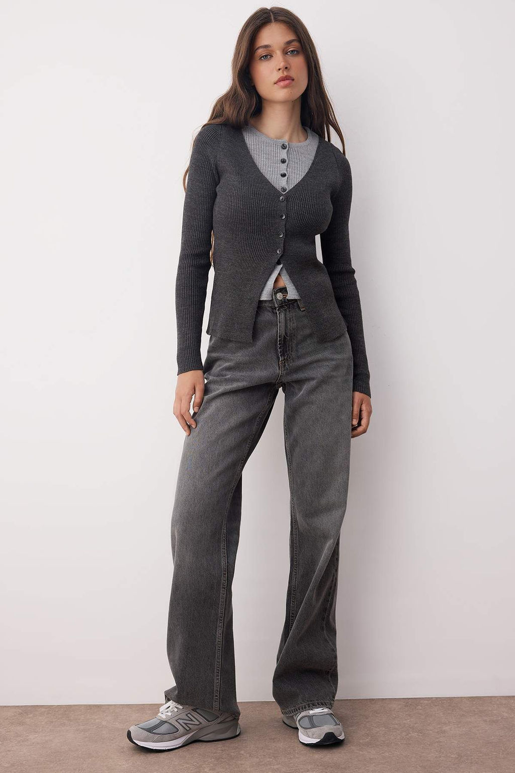 Antrasit Fitted/Vucuda Oturan Ic-ice Gecmeli Renk Bloklu Triko H?rka TWOAW26HI00172 - Trendyolmilla фото 2