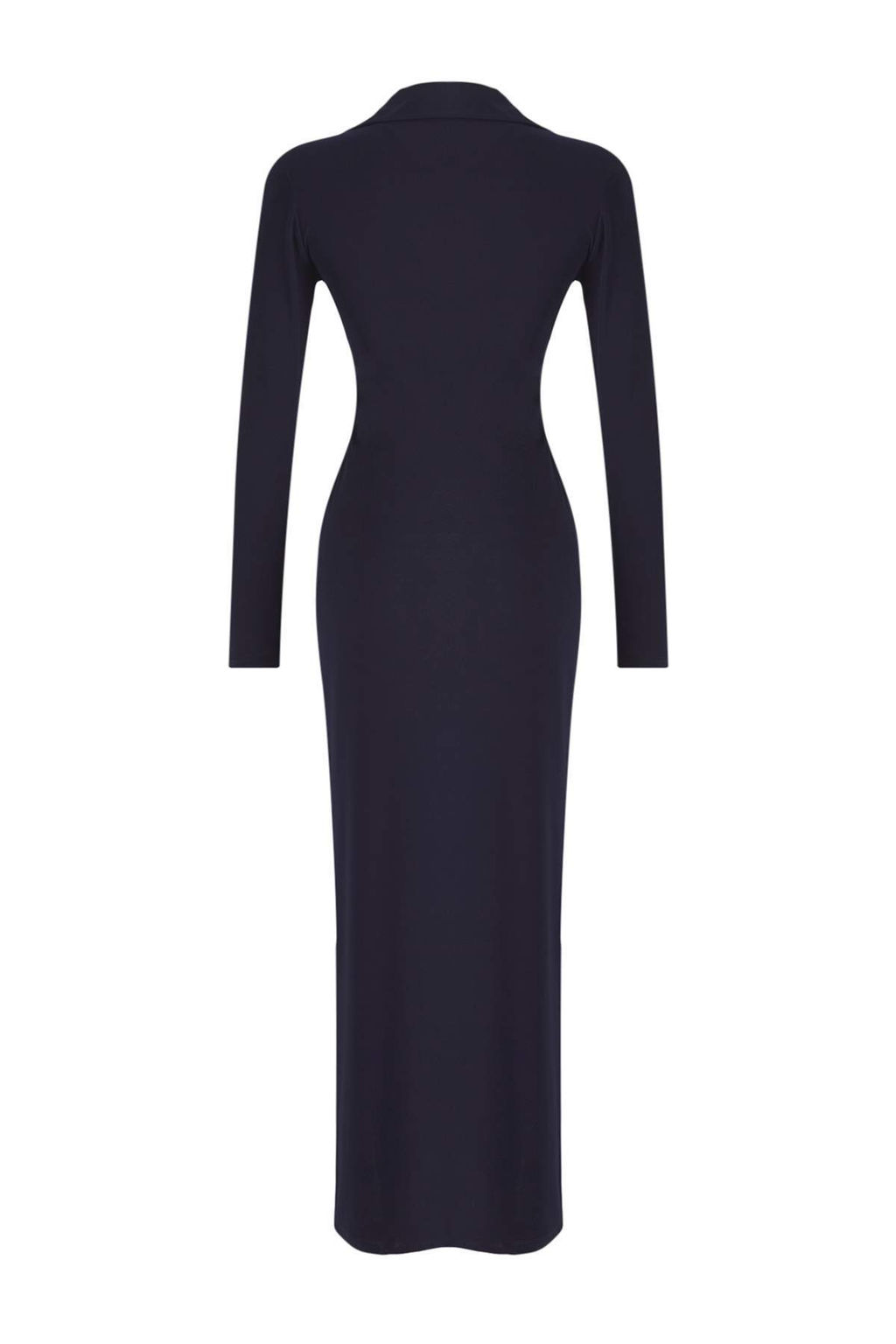 Limited Edition Lacivert Polo Yaka Dugmeli Bodycone/Vucuda Oturan Maxi Orme Elbise TWOAW26EL00110 - Trendyolmilla фото 6