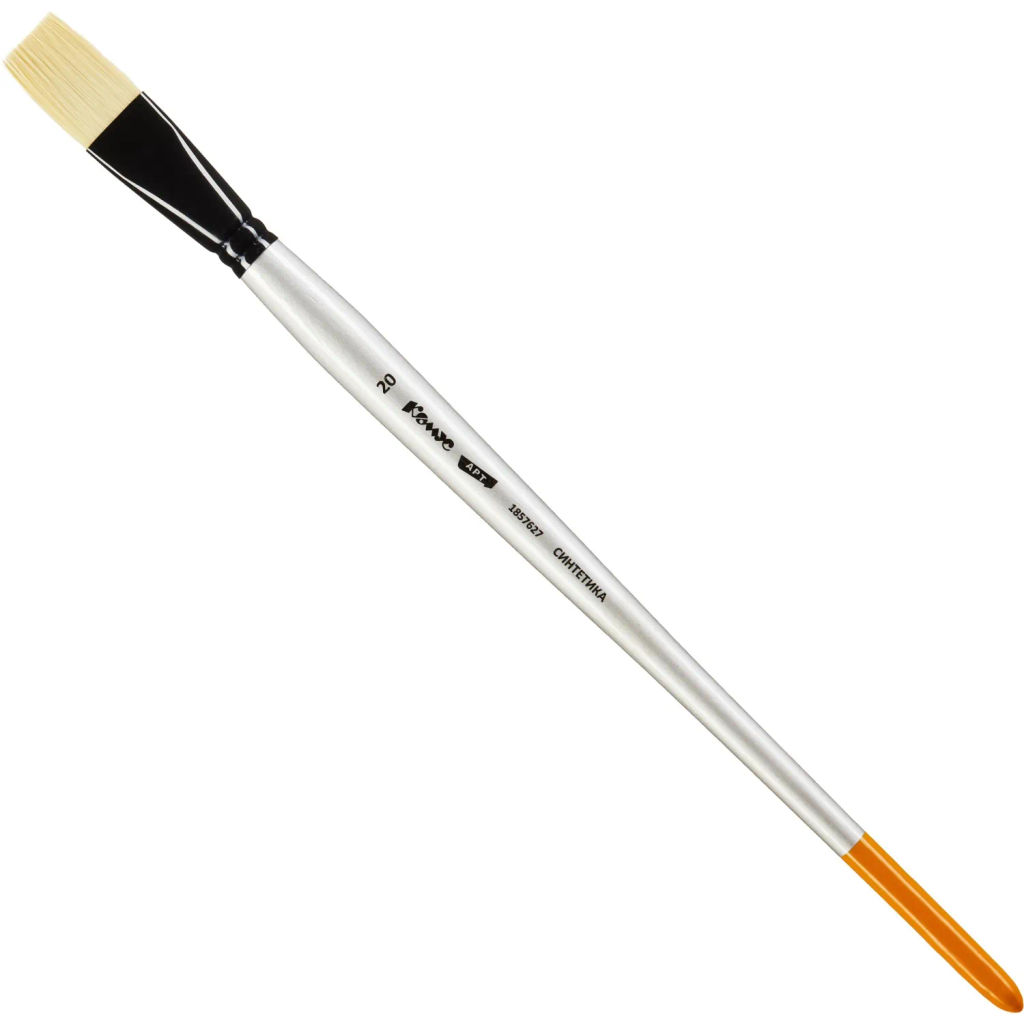 Кисть художественная Комус Арт синтетика жесткая, плоск, №20, длинная ручка