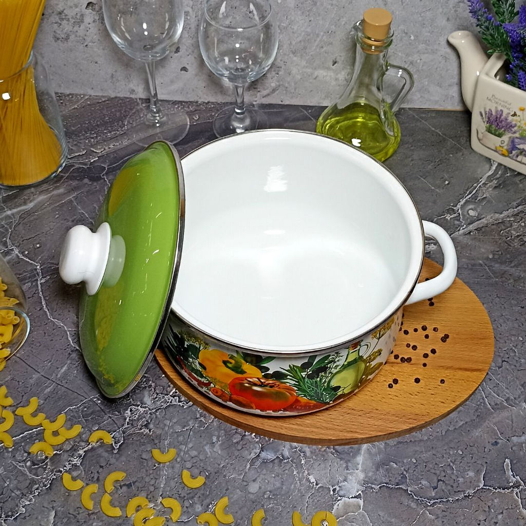 Кастрюля 4,0л конич. белосн. Европейская кухня 1с46я - Стальэмаль фото 10