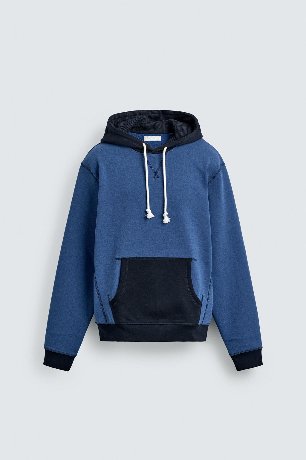 SUDADERA COLOR BLOCK CAPUCHA WAFFLE / Azul - Zara фото 7