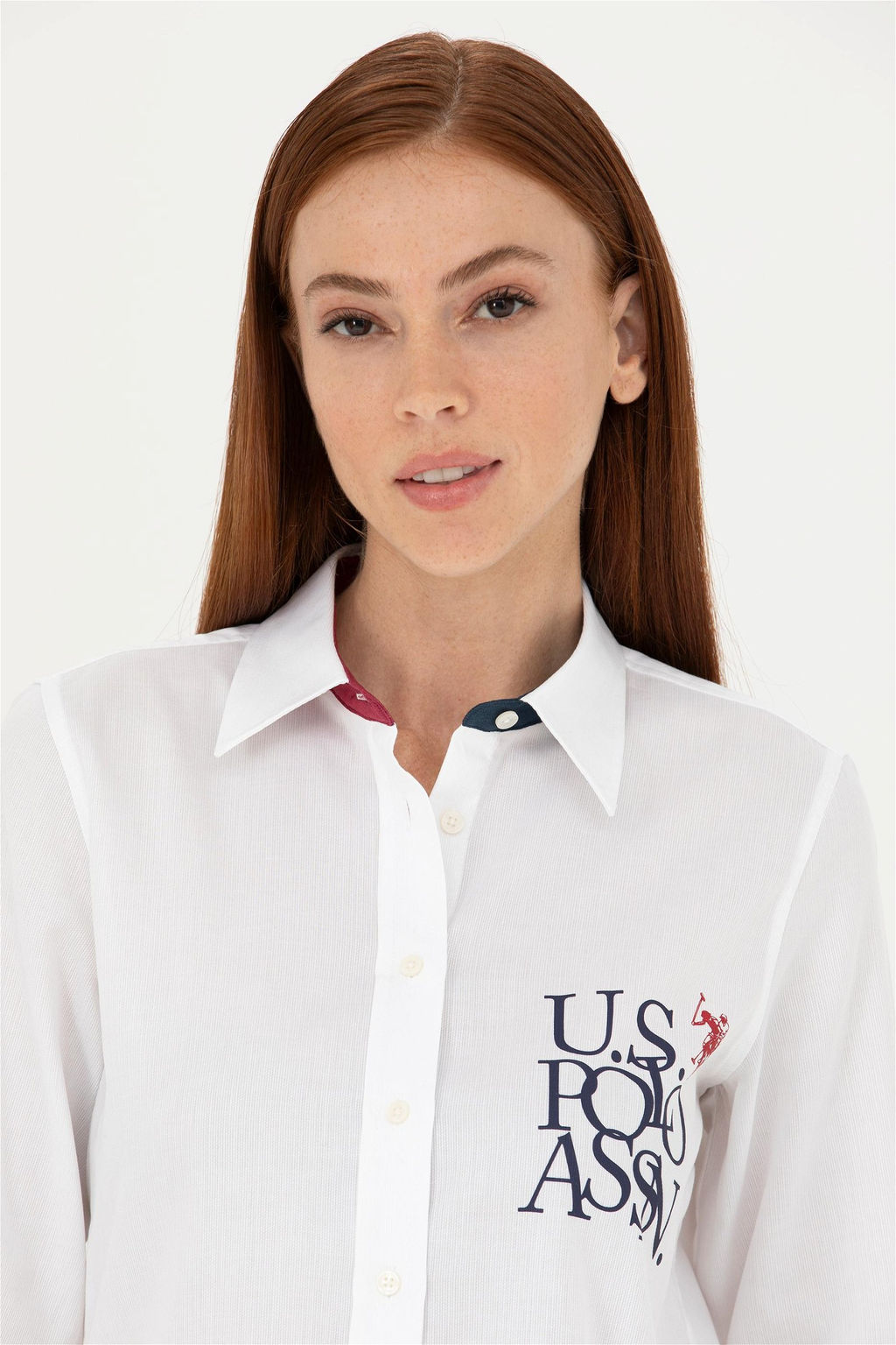 Женская белая рубашка с длинным рукавом - U.s. polo assn фото 2