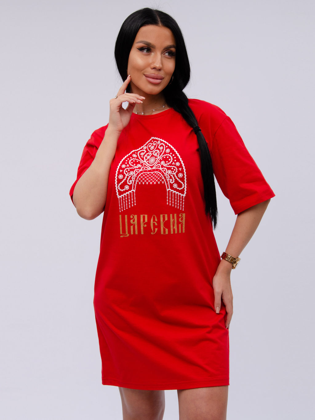 Сорочка "Царевна 3" красная, трикотаж