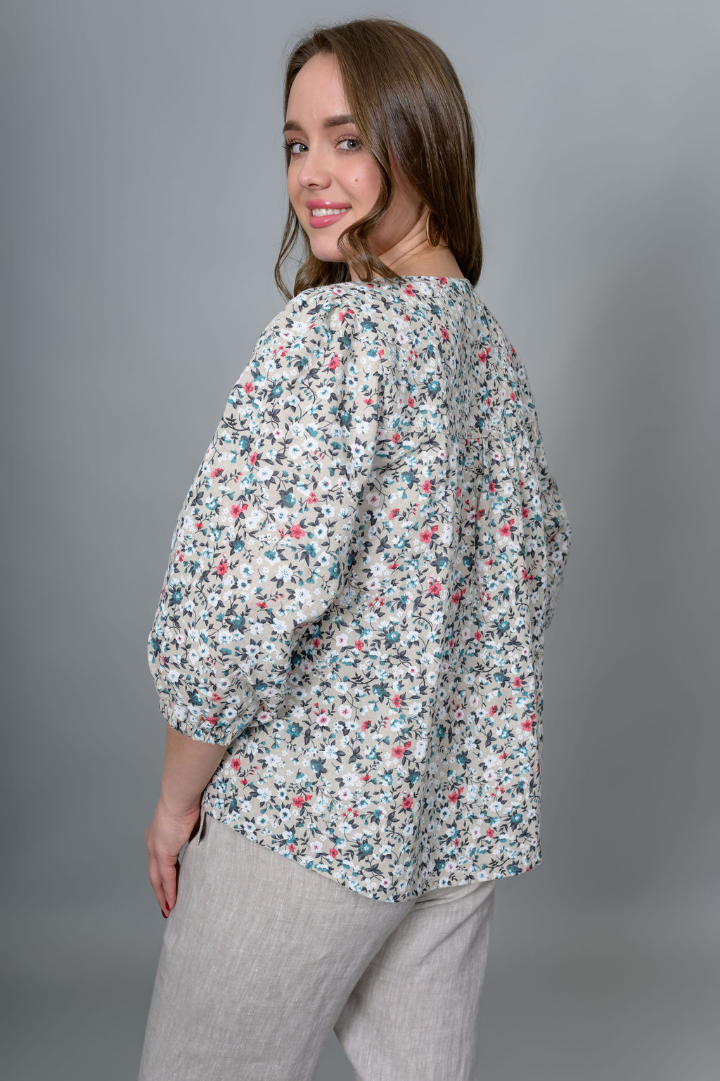 Блуза лен 70%, хлопок 30%