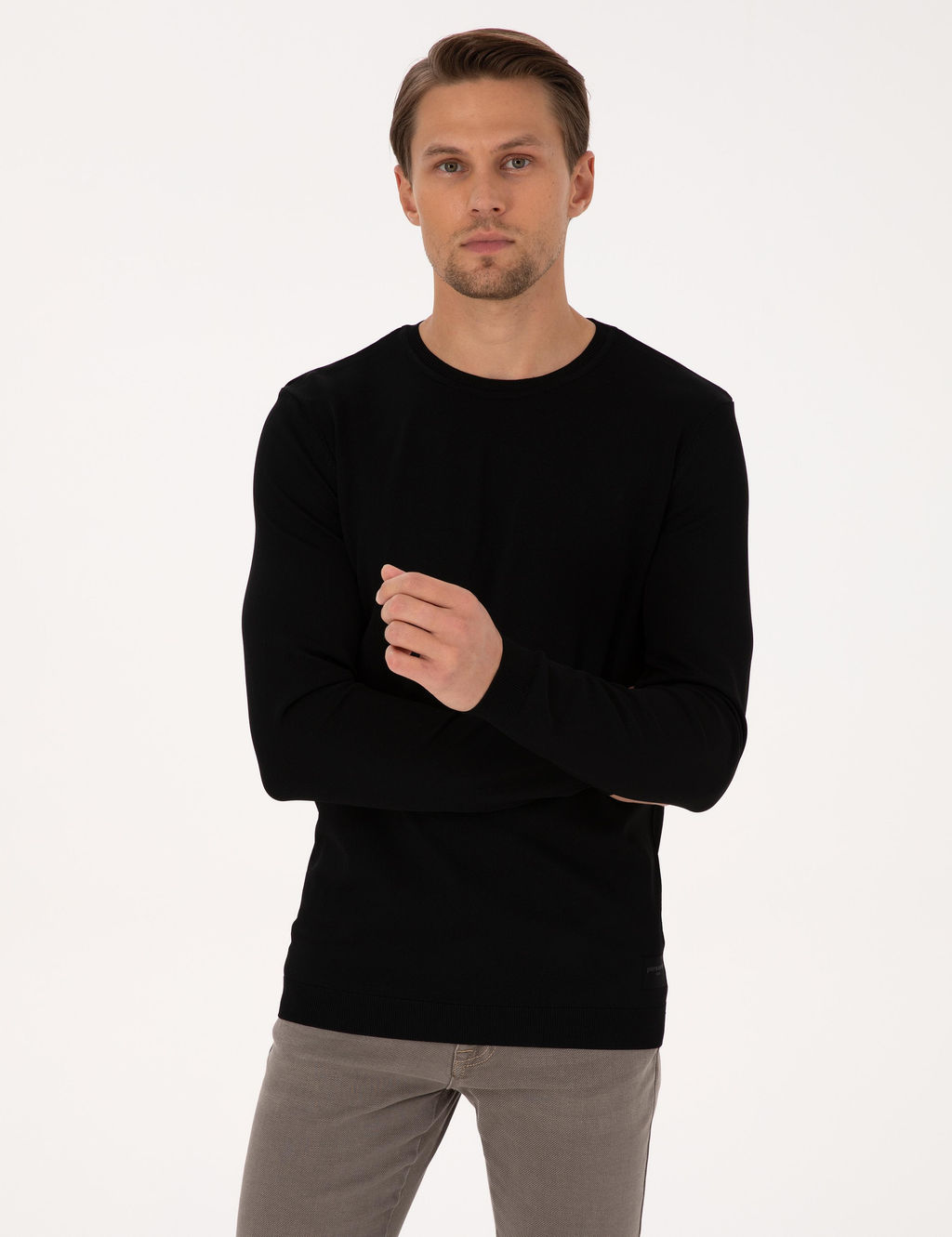 Siyah Slim Fit Bisiklet Yaka Triko Kazak - Pierre cardin фото 3