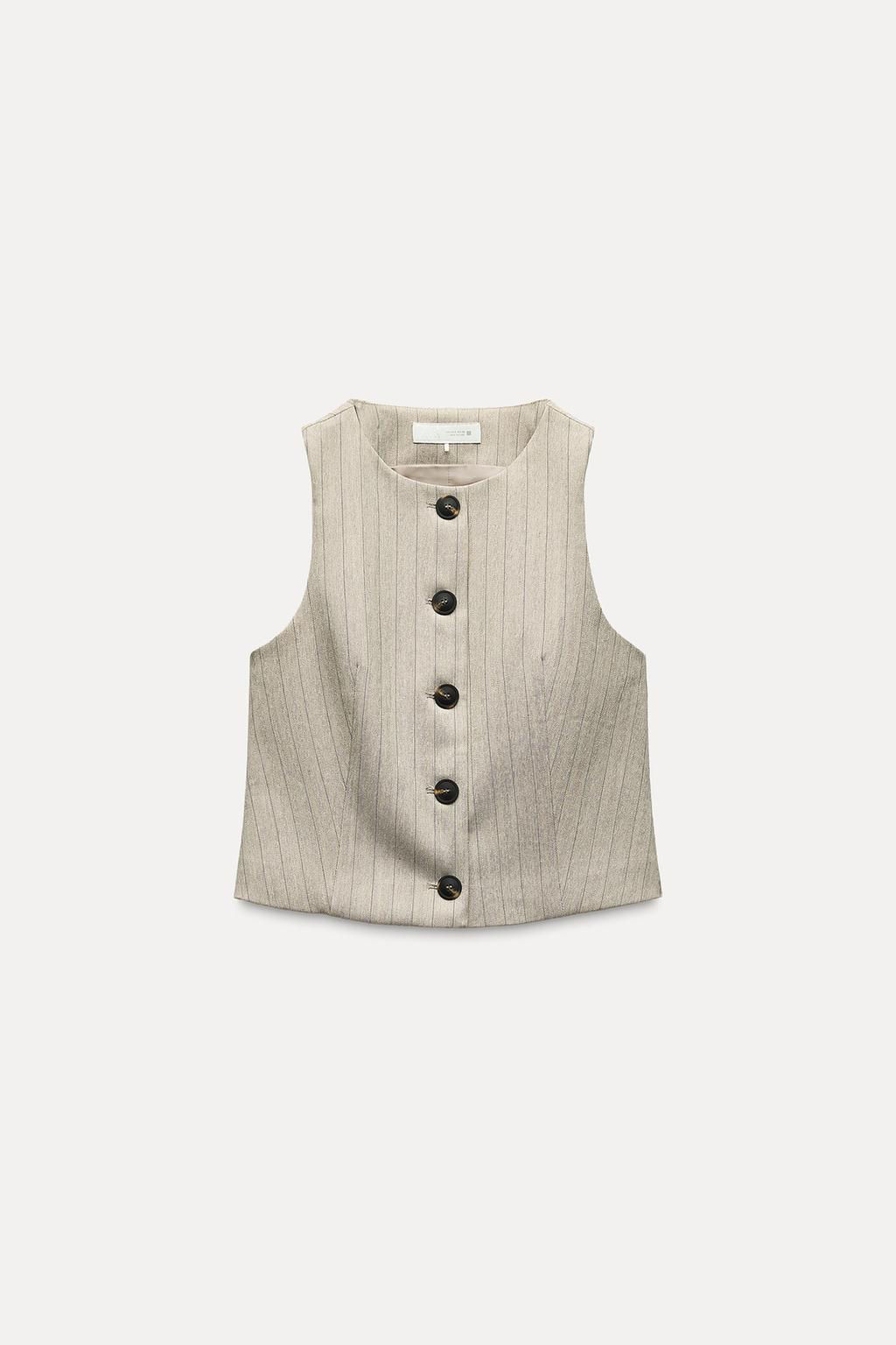 STRIPED HERRINGBONE WAISTCOAT - Zara фото 5
