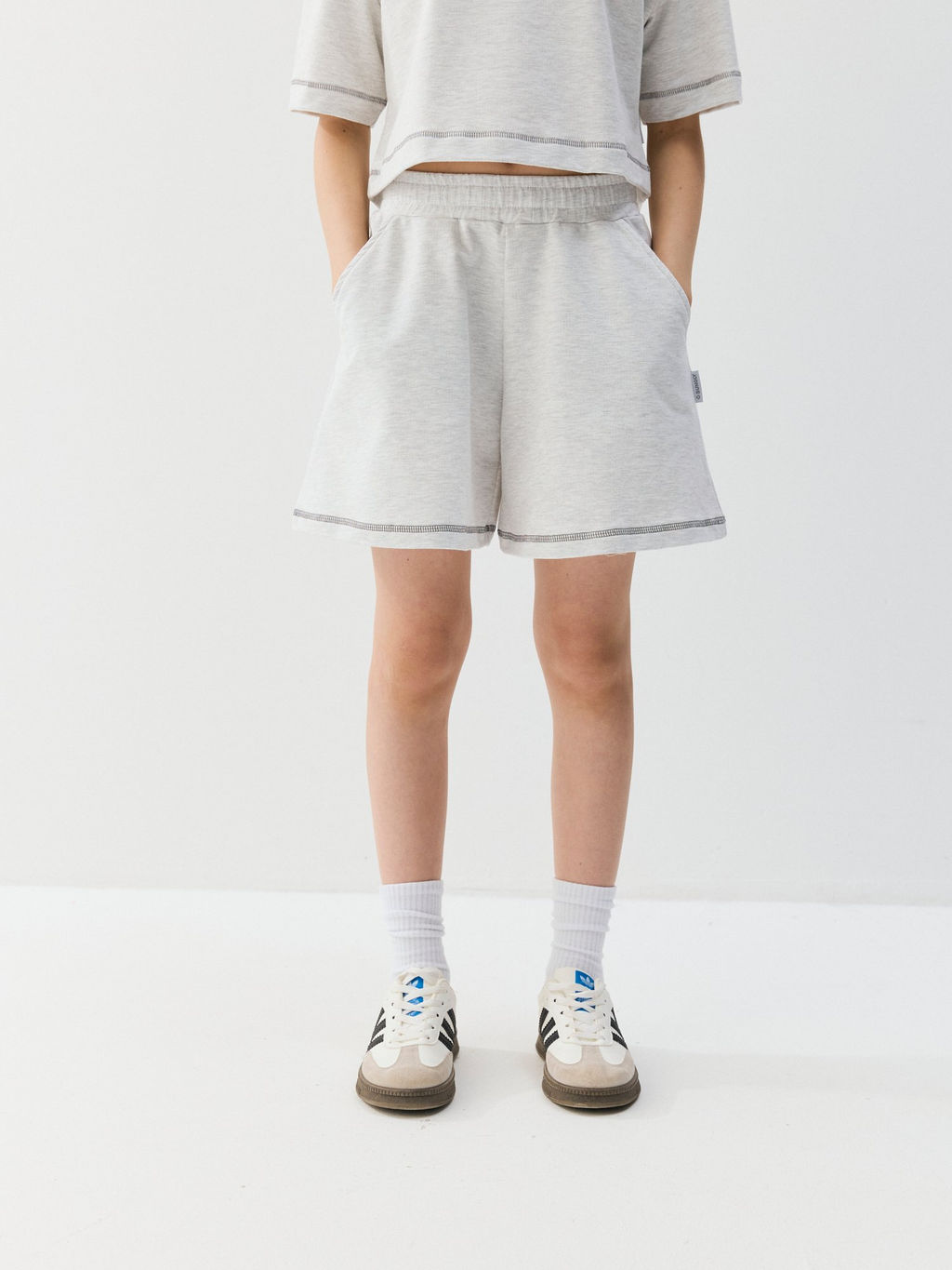 Юбка-шорты "Серый меланж" из футера 7+