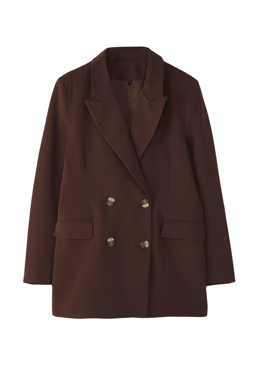 Koyu Kahverengi Astarl? Kruvaze Kapama Dokuma Blazer Ceket TWOAW21CE0145