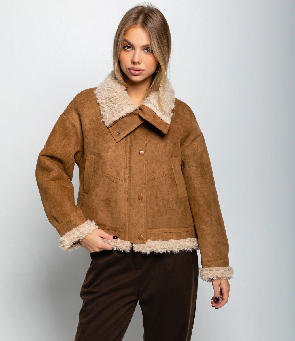 Дублёнка #КТ7580 (1), тёмно-бежевый