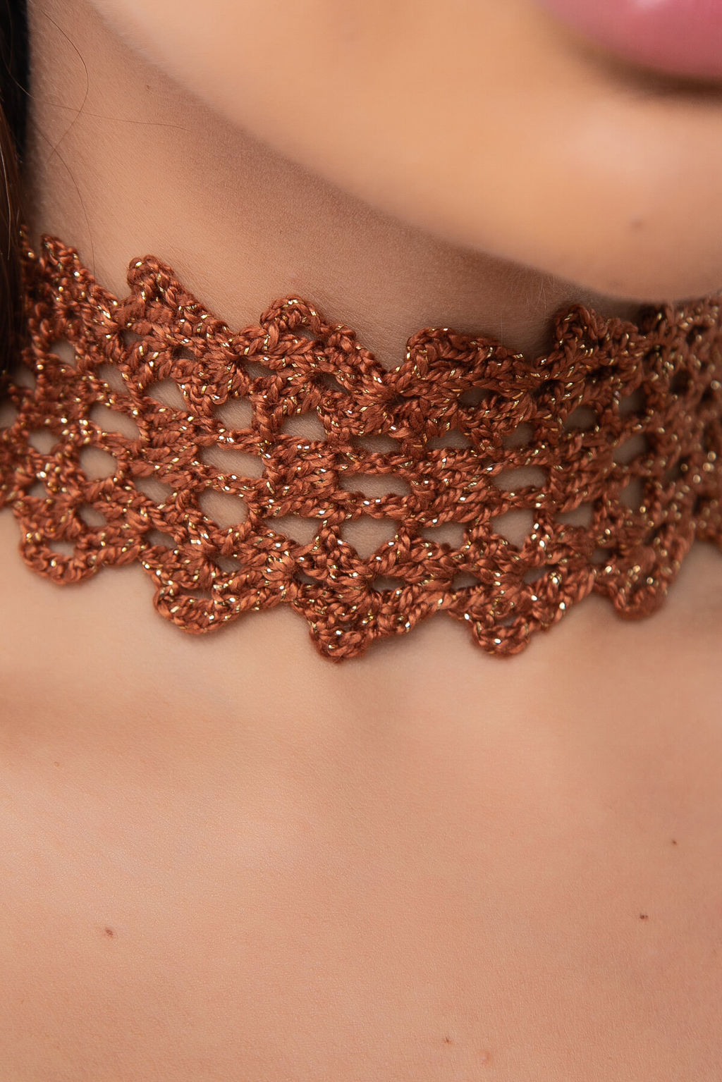 Комплект чокер + браслет широкий (терракот) А10