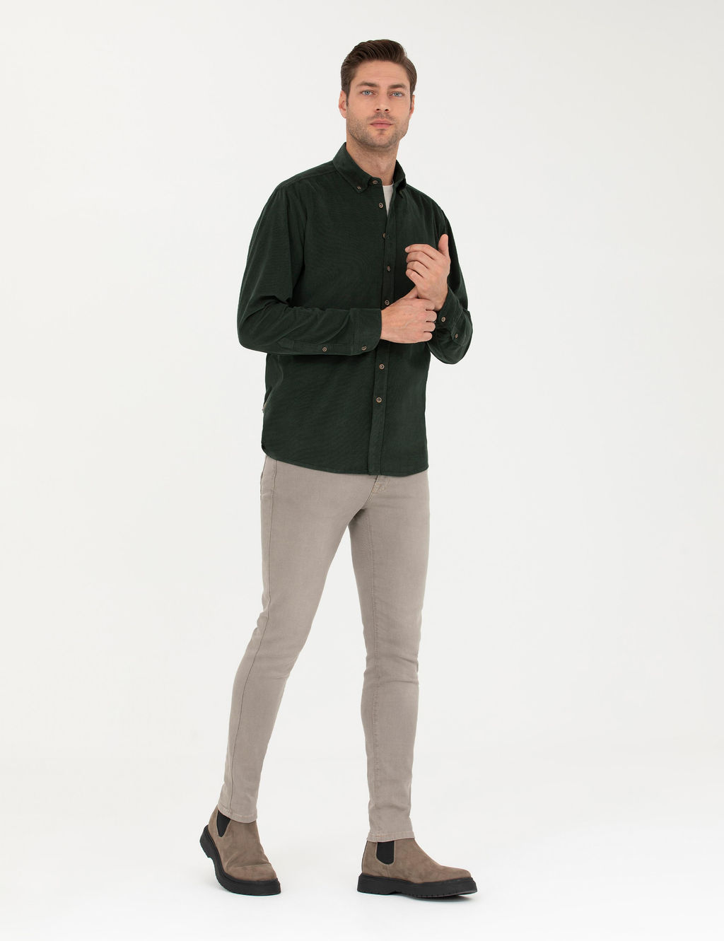 Haki Regular Fit Uzun Kollu G_mlek