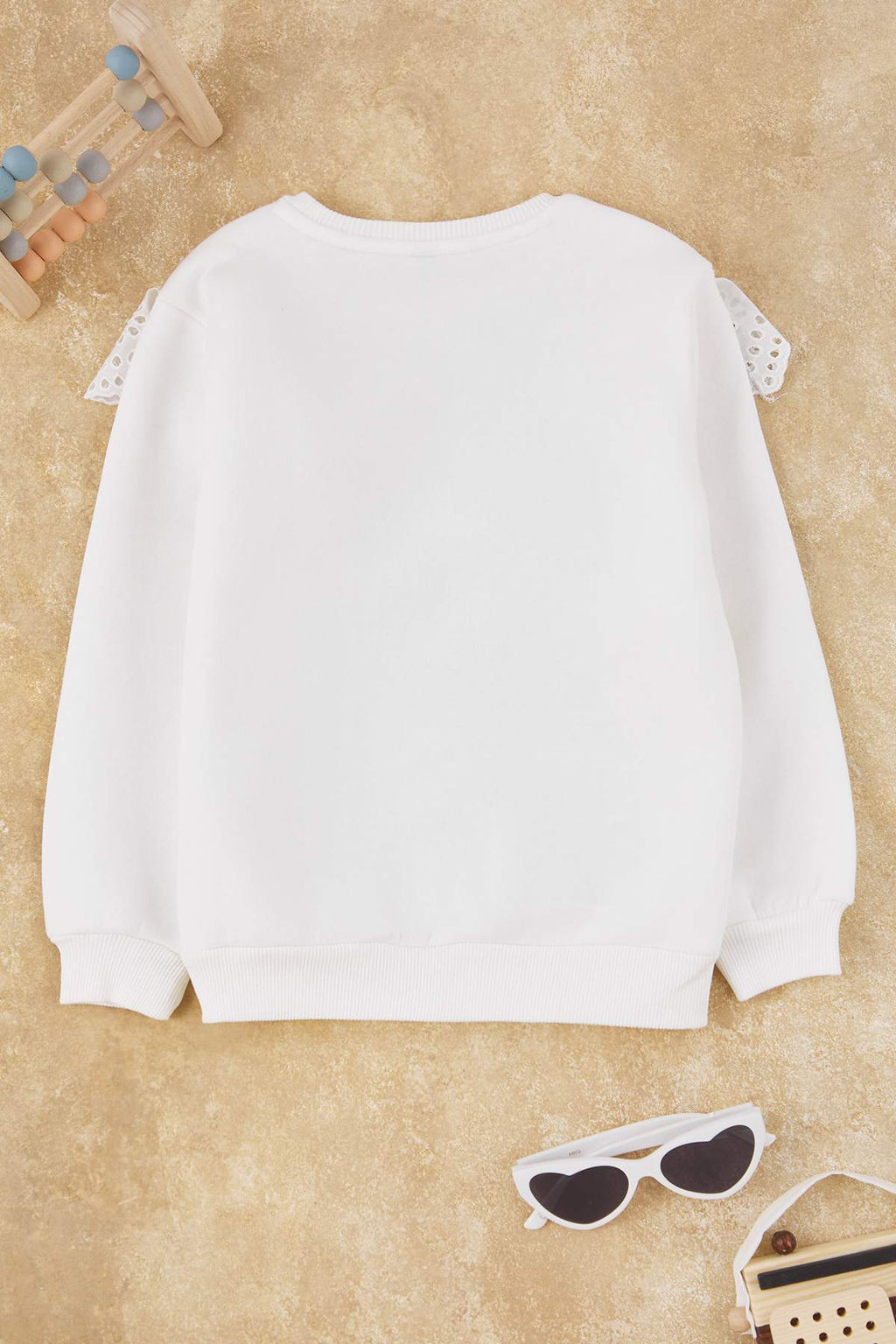 Ekru Pamuklu Duz/Basic Kal?n/Ici Polarl? Regular Orme K?z Cocuk Sweatshirt TKDAW26SW00034 - Trendyolmilla фото 5