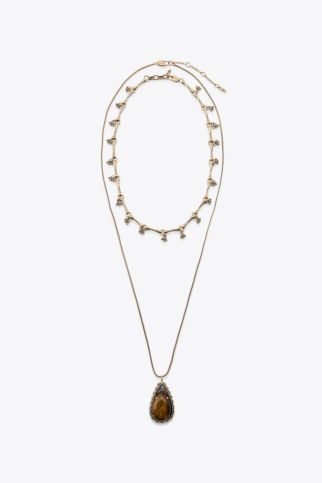 PACK OF 2 METAL NECKLACES WITH STONE - Zara фото 2