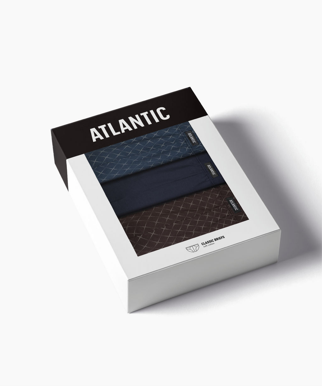 ATLANTIC 3MP-205 Трусы классика Check - набор 3 шт. океан + темно-синий + коричневый  фото 7