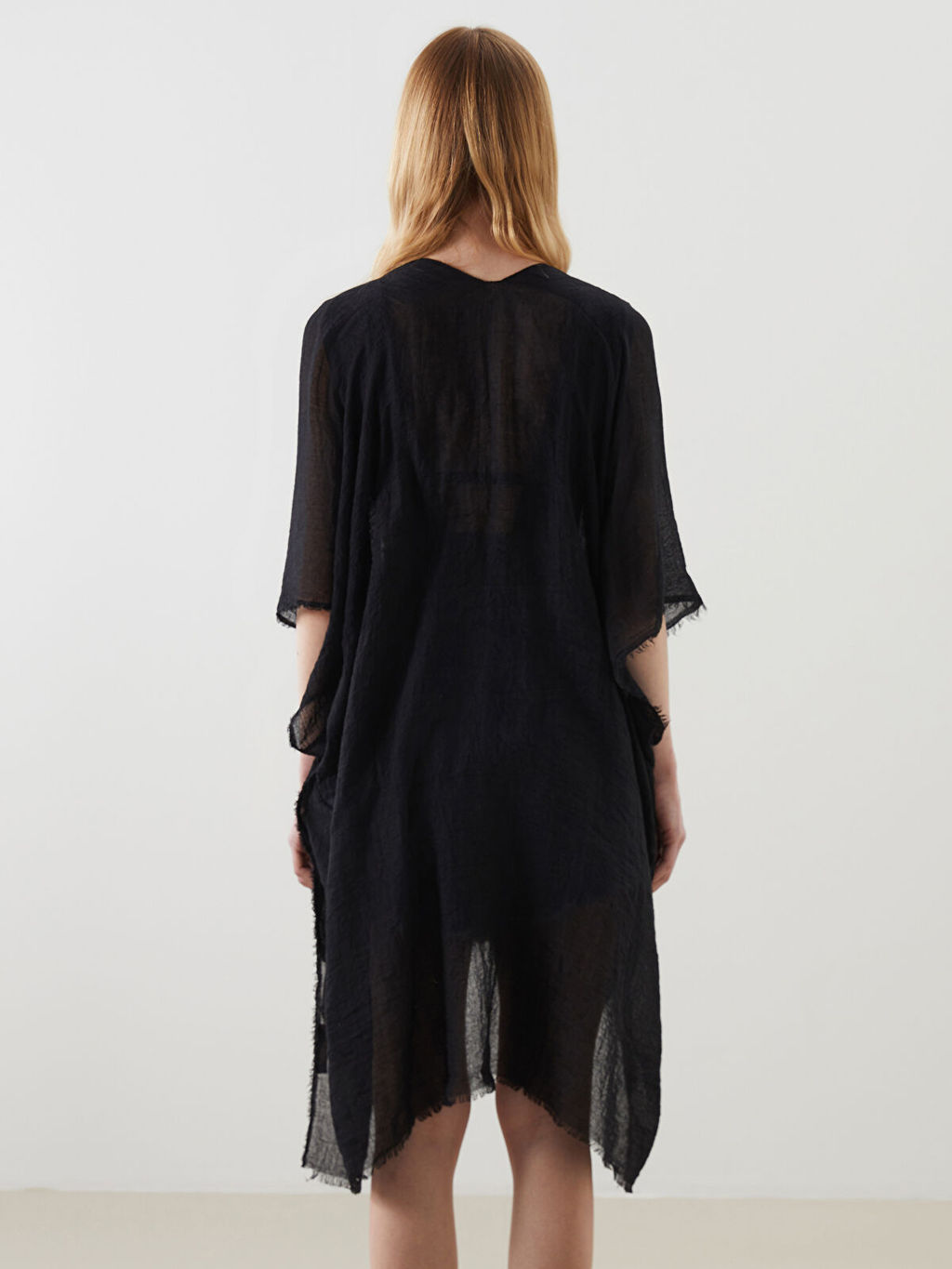 LC Waikiki Siyah _al Yaka Kad_n Kimono