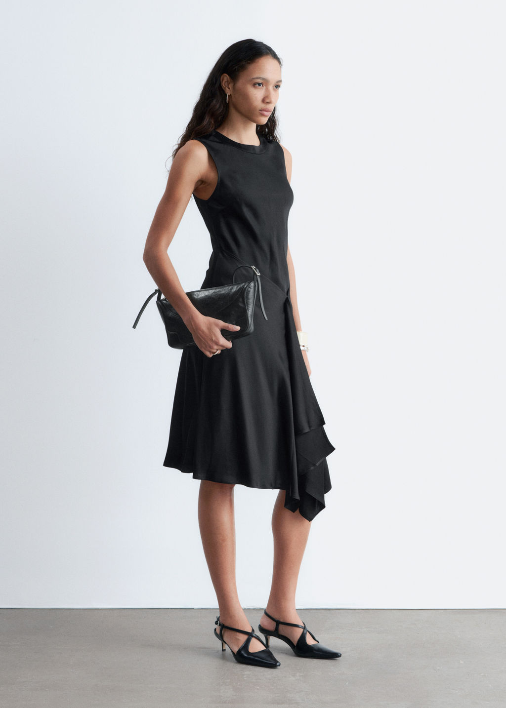 Vestido midi asim?trico de sat?n - H&m фото 7