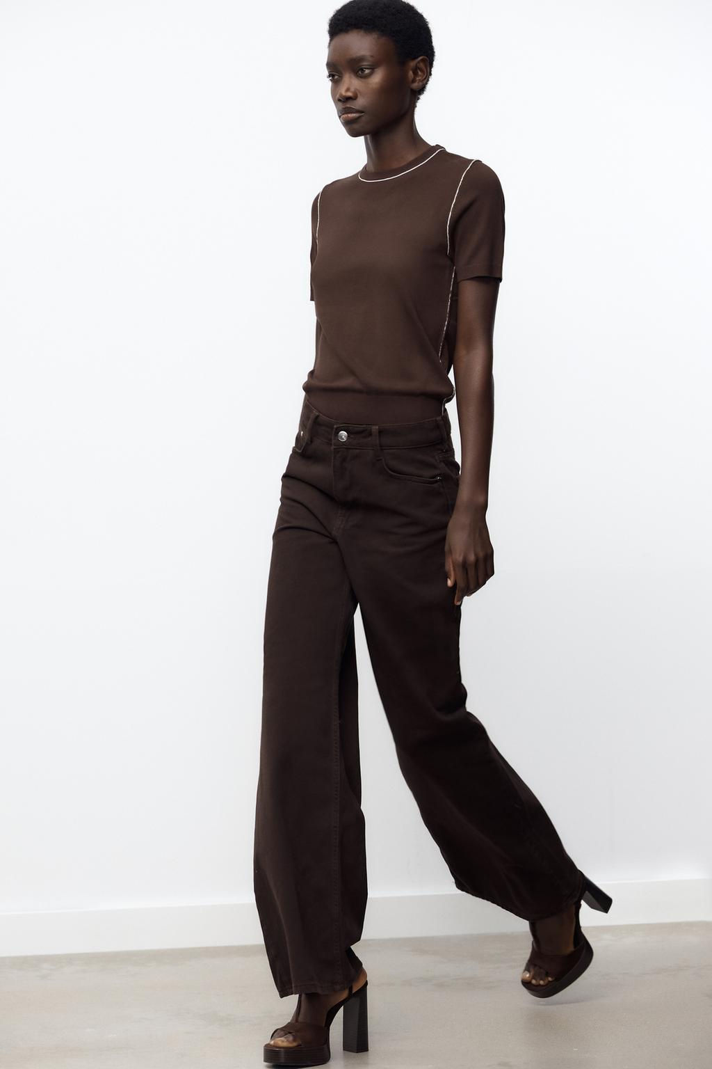 SHORT SLEEVE KNIT TOP WITH PIPING - Zara фото 40