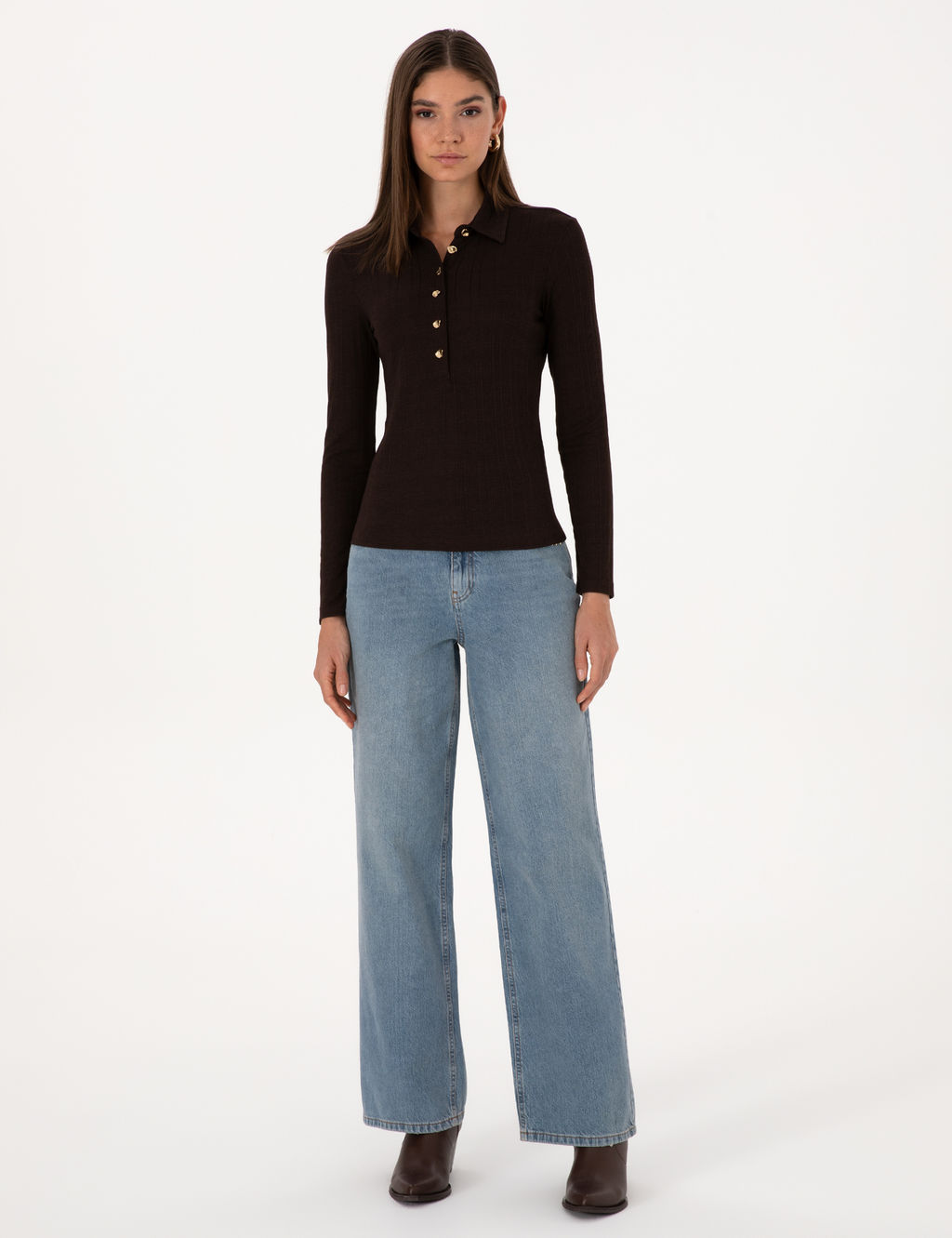Kahverengi Slim Fit _rme Bluz