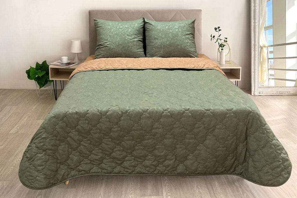 Комплект постельного белья с одеялом New Style КМ-029 хаки-охра