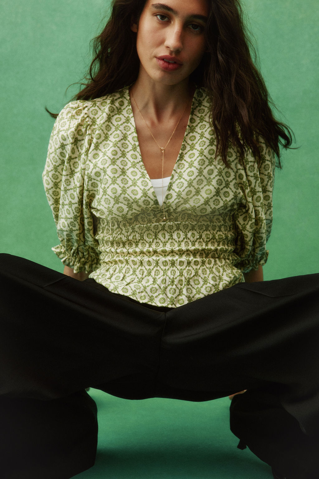 Blusa con cintura nido de abeja - H&m фото 6