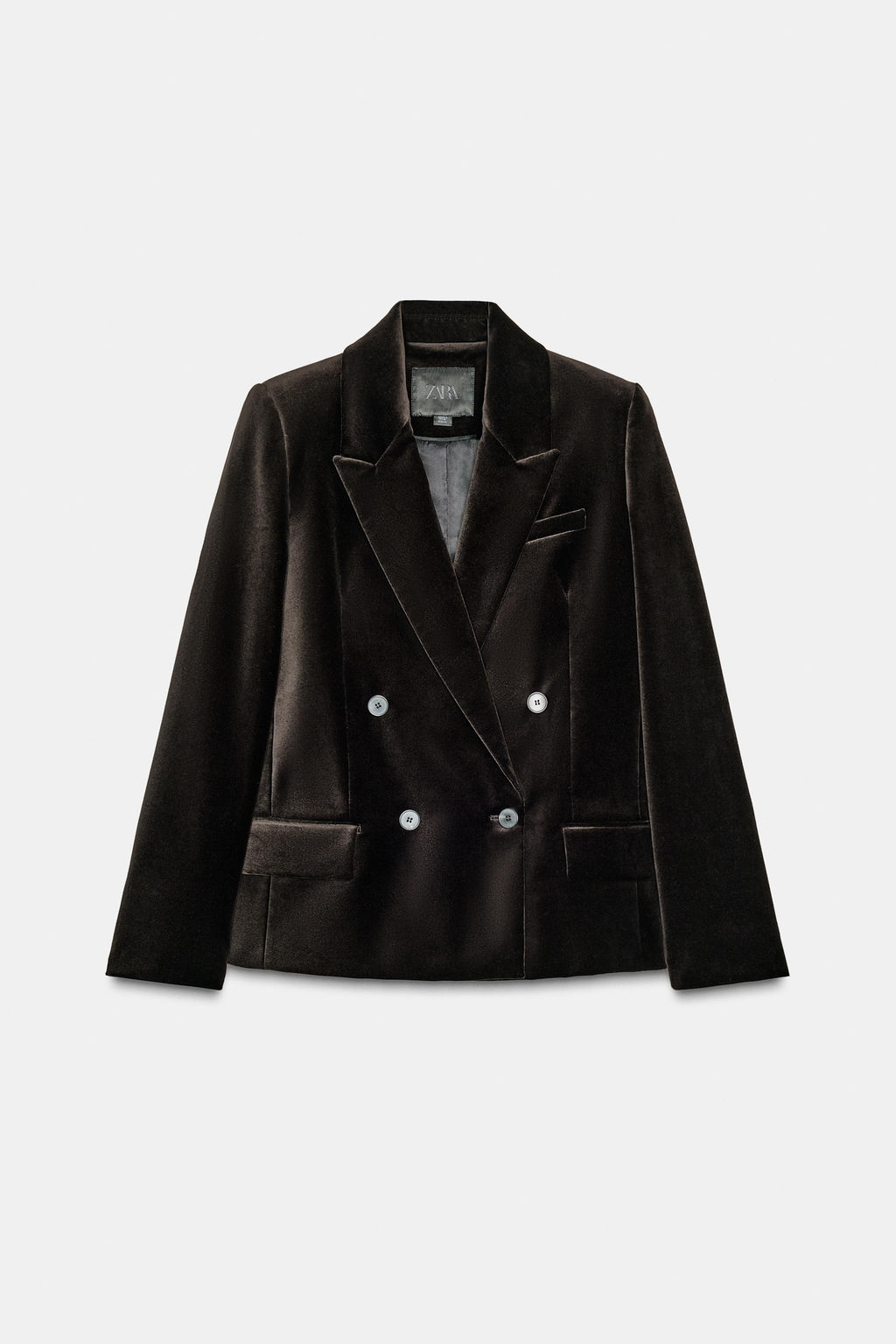 DOUBLE-BREASTED VELVET BLAZER ZW COLLECTION - Zara фото 3