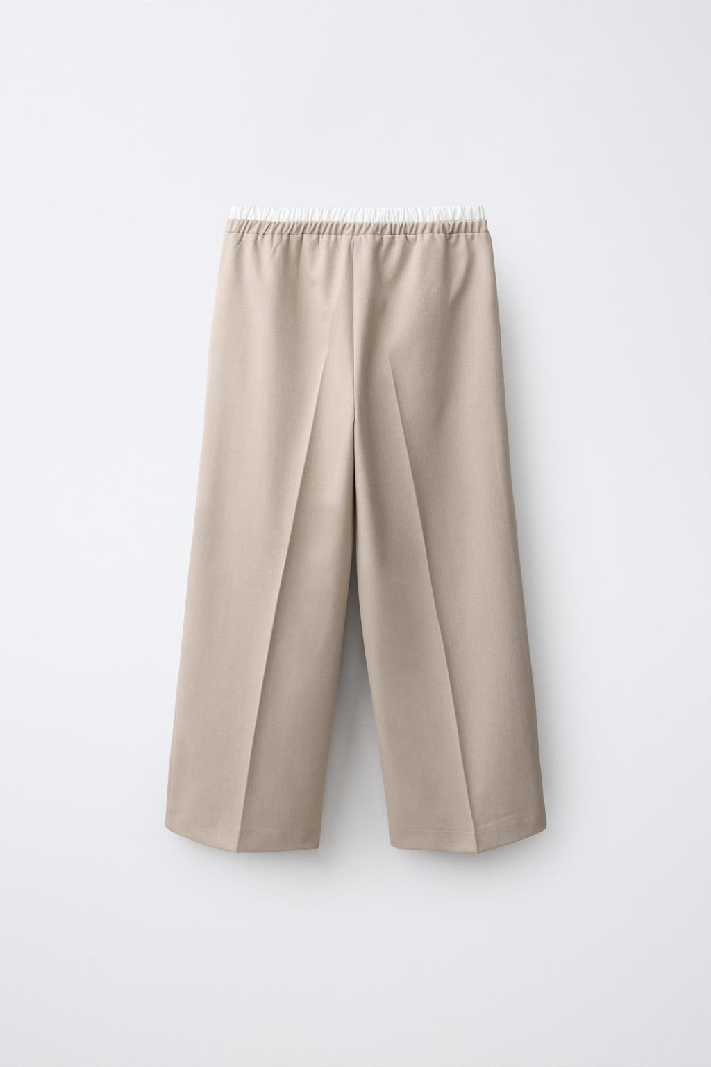 PANTAL?N WIDE LEG CINTURILLA DOBLE / Beige claro - Zara фото 2