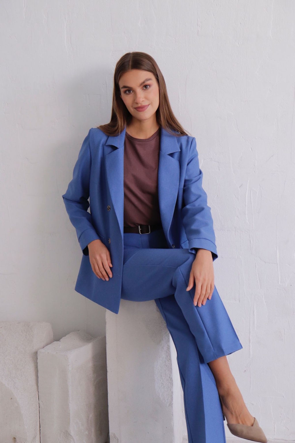 11834 Брюки со стрелками голубые - Martichelli фото 30