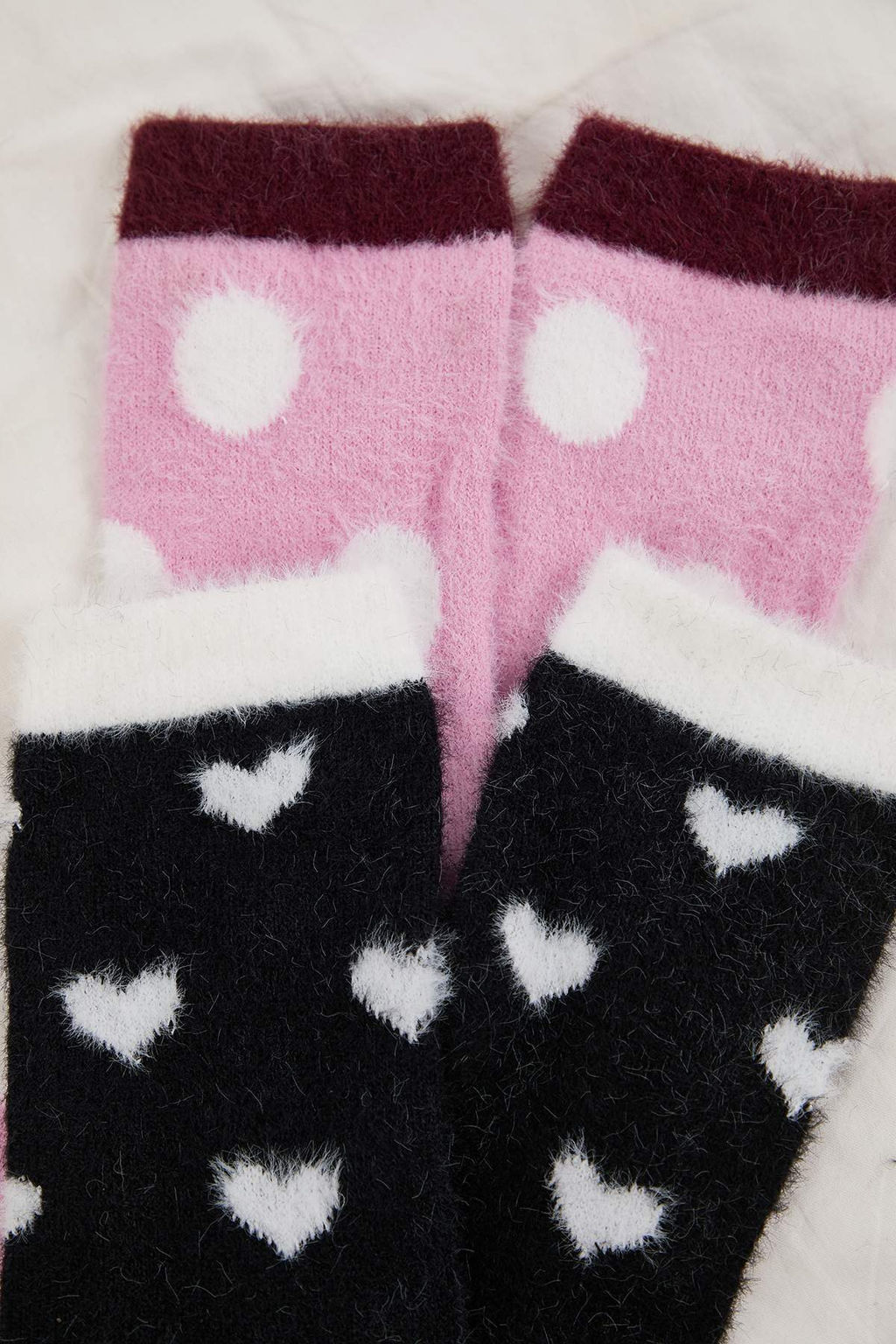 Ekru-Siyah 2li Kalp Havlu Orme Corap THMAW26CO00014 - Trendyolmilla фото 7