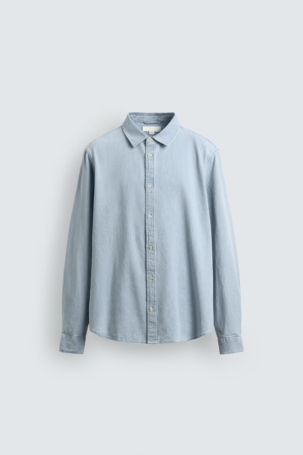 CAMISA DENIM LAVADA / Azul cielo - Zara фото 7