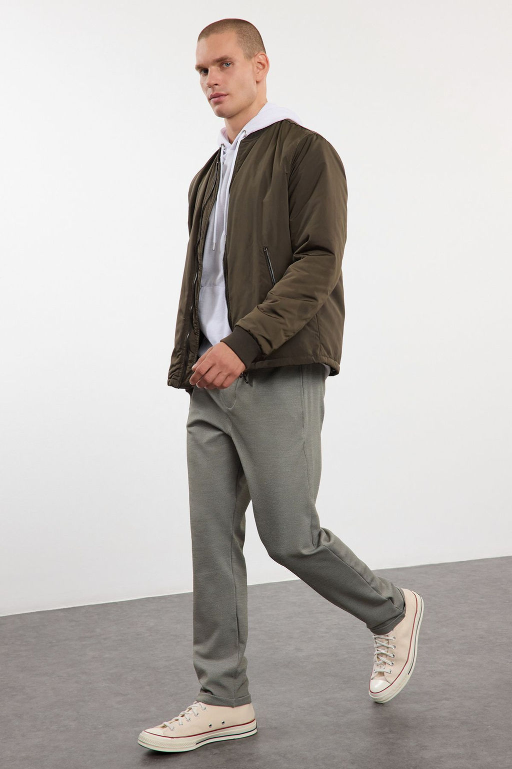 TRENDYOL MAN Bej Regular Fit Orme Esnek Rahat Beli Baglamal? Lastikli Duble Paca Kumas Pantolon TMNAW25PL00002 - Trendyolmilla фото 4