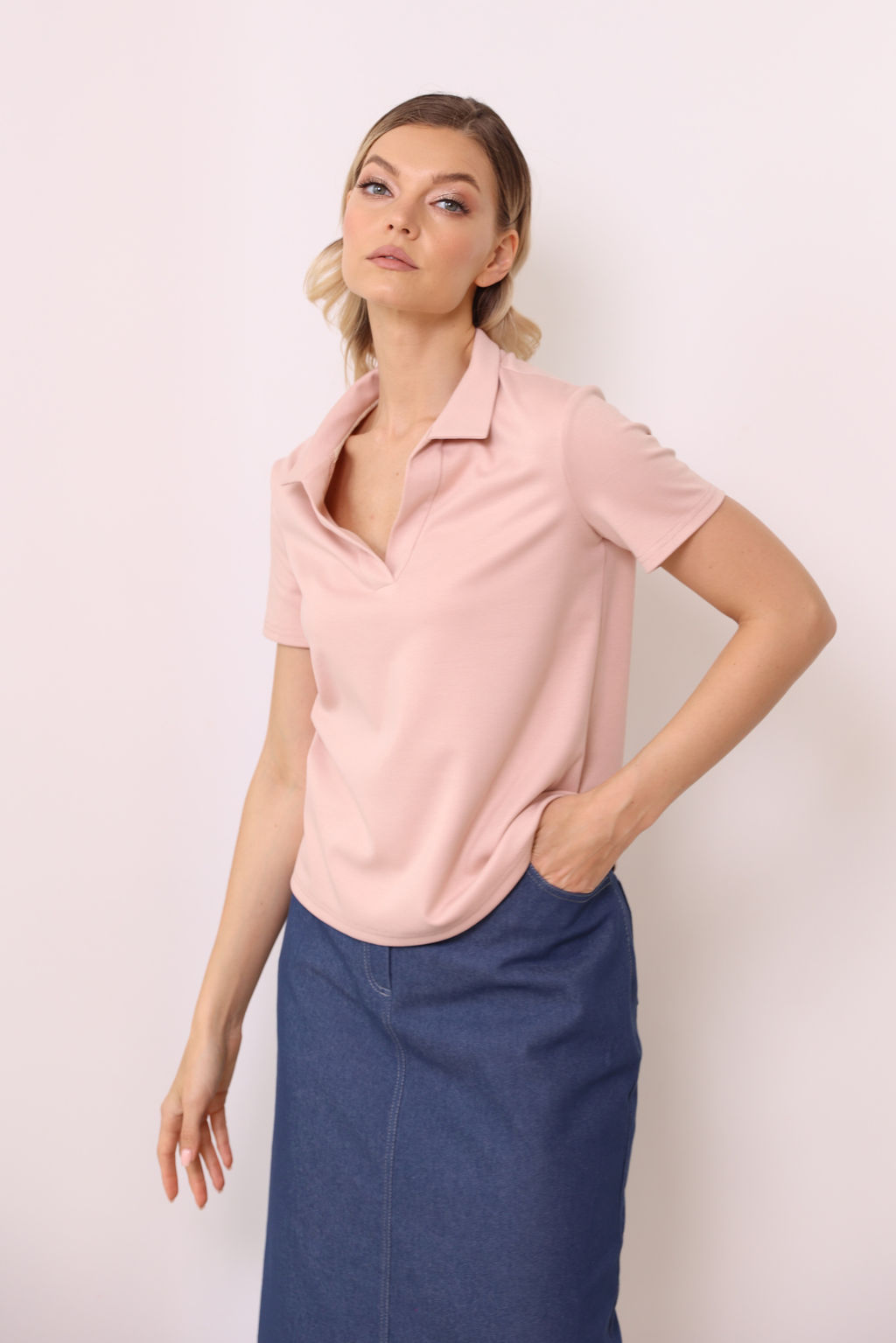 Футболка с воротом и V- вырезом - Looklikecat фото 2