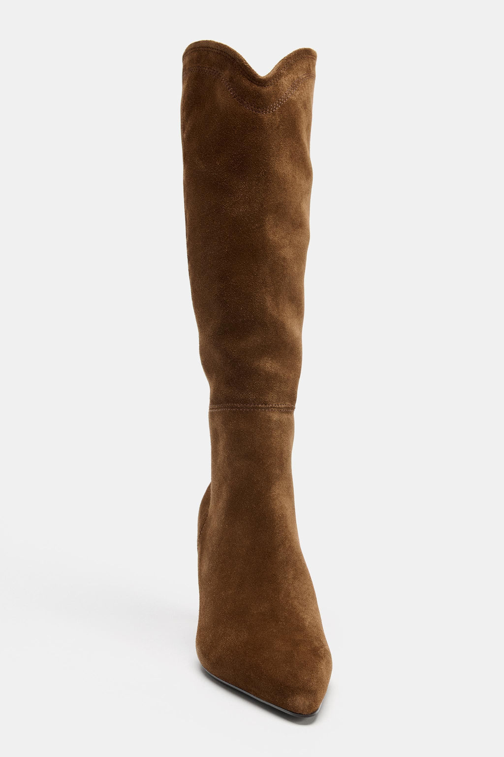 STITCHED SPLIT SUEDE HEELED BOOTS - Zara фото 5