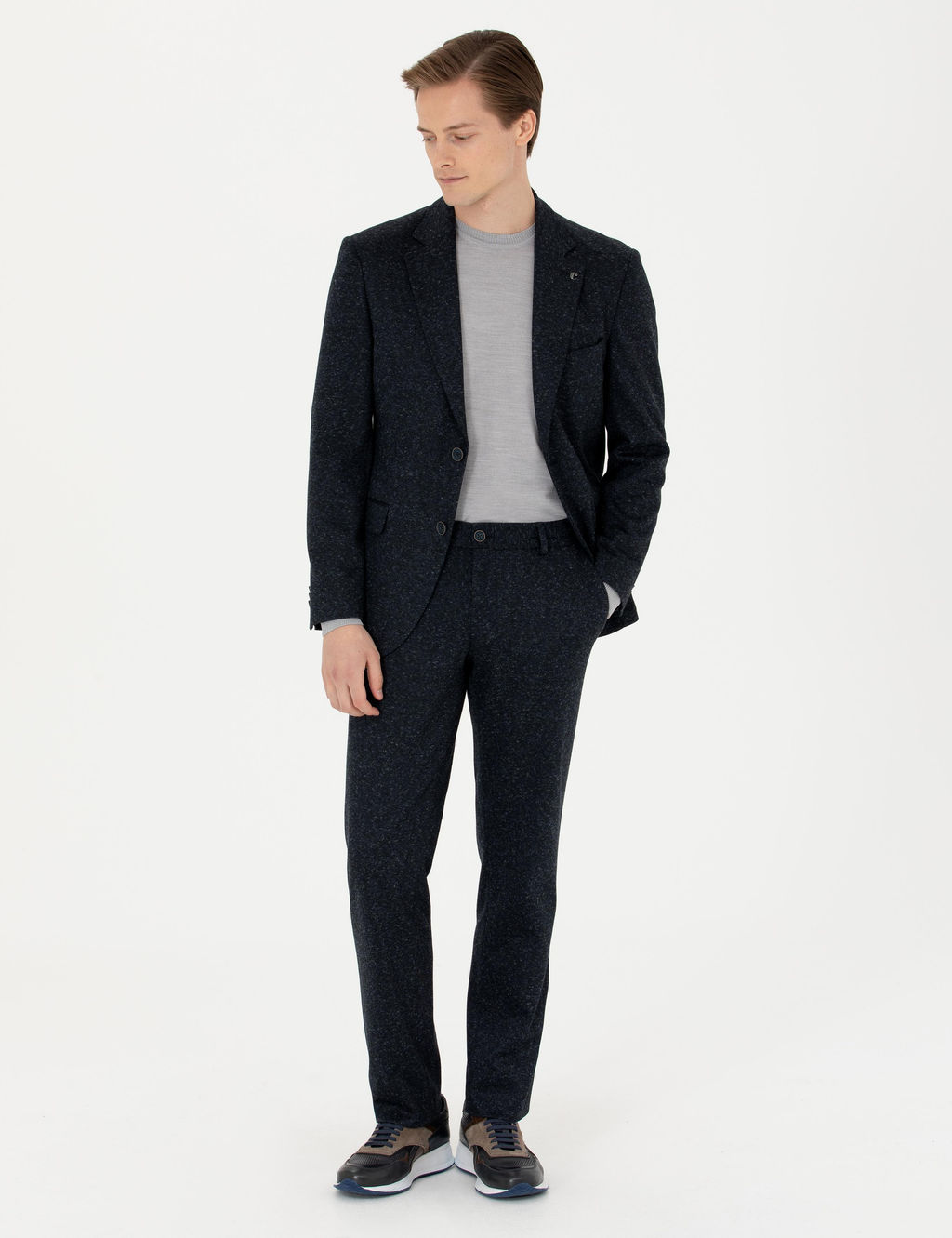 Lacivert Slim Fit Y_n Kar___ml_ Klasik Ceket